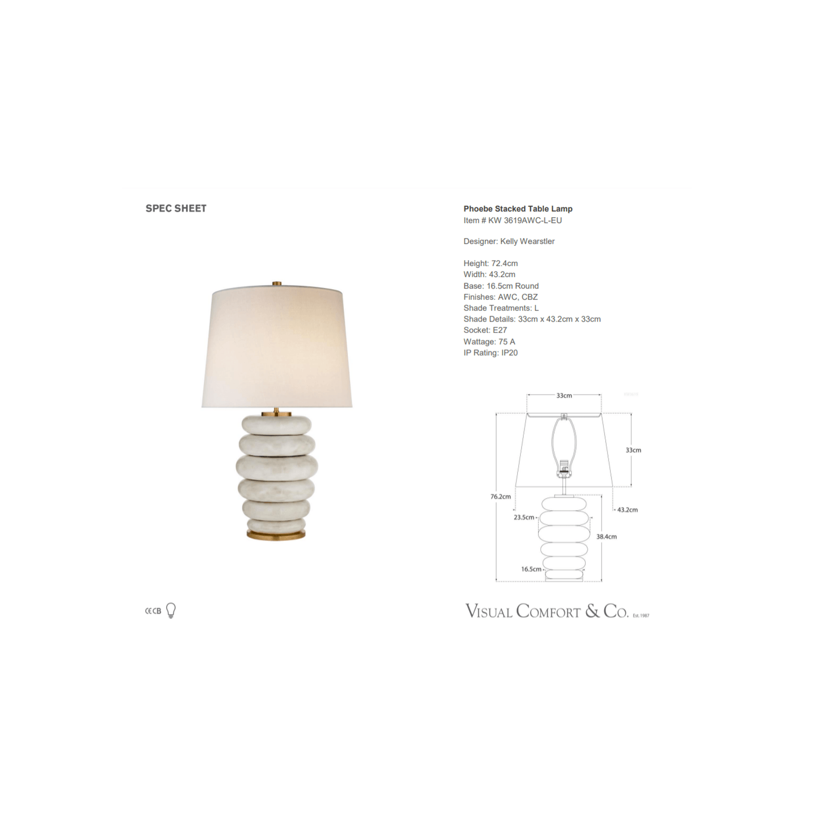 Kelly Wearstler Phoebe Stacked Table Lamp gallery detail image