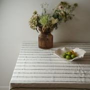 100% French Flax linen Tablecloth- Lichen Stripe gallery detail image