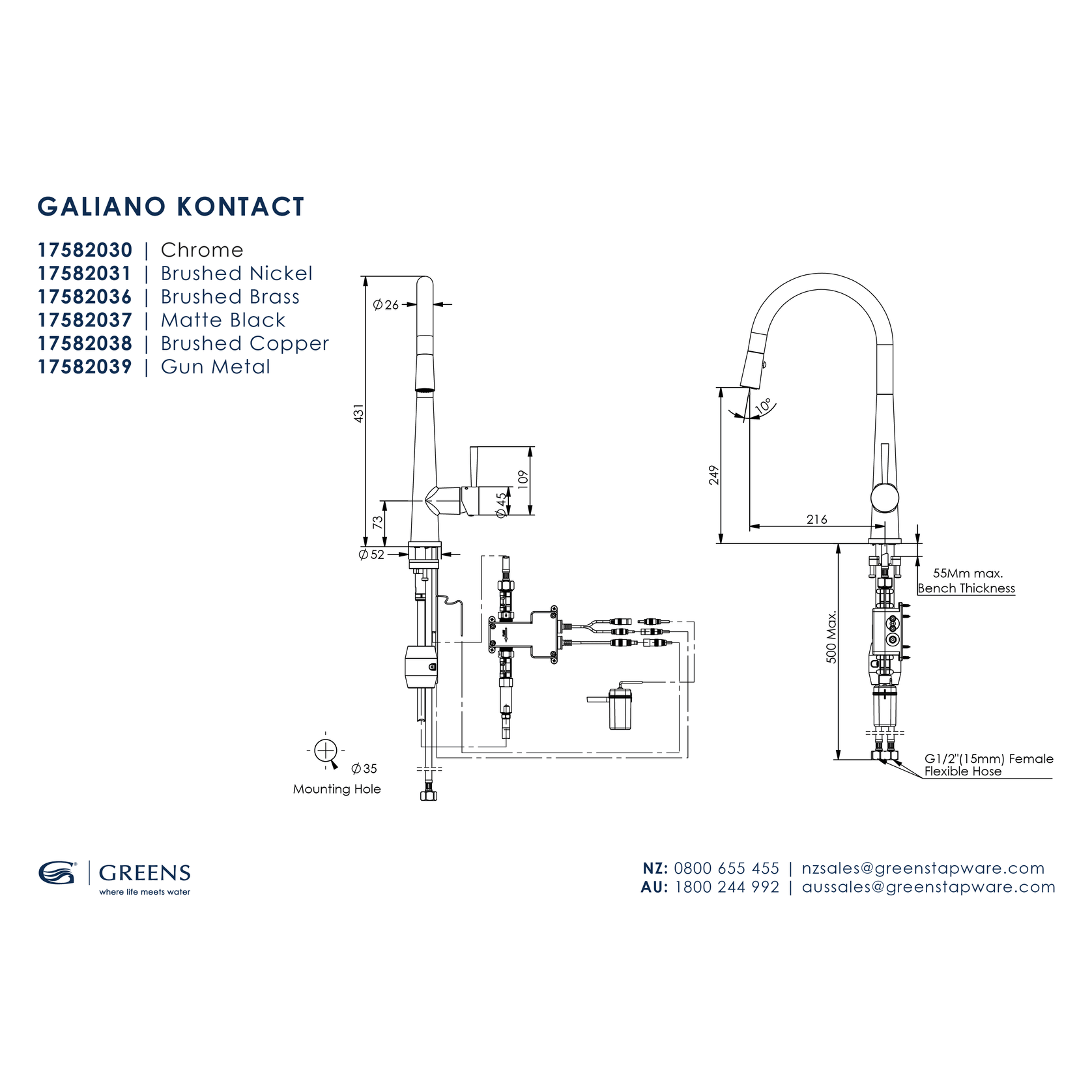 Galiano Kontact Pull Down Sink Mixer gallery detail image