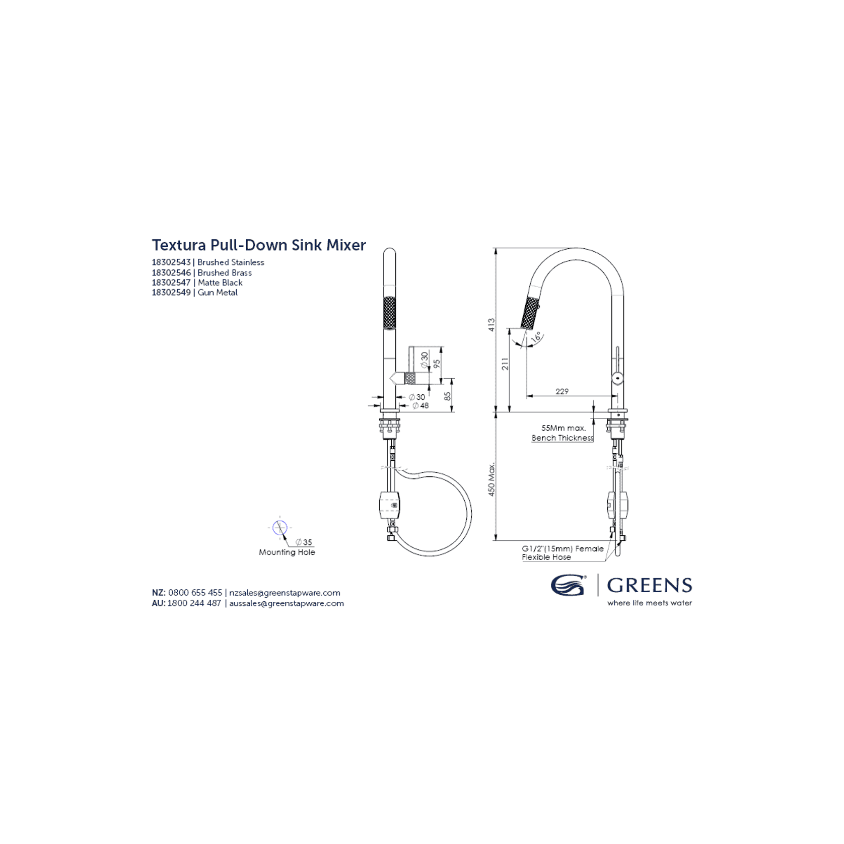 Textura Pull-Down Sink Mixer W/ Diamante Technology™ gallery detail image