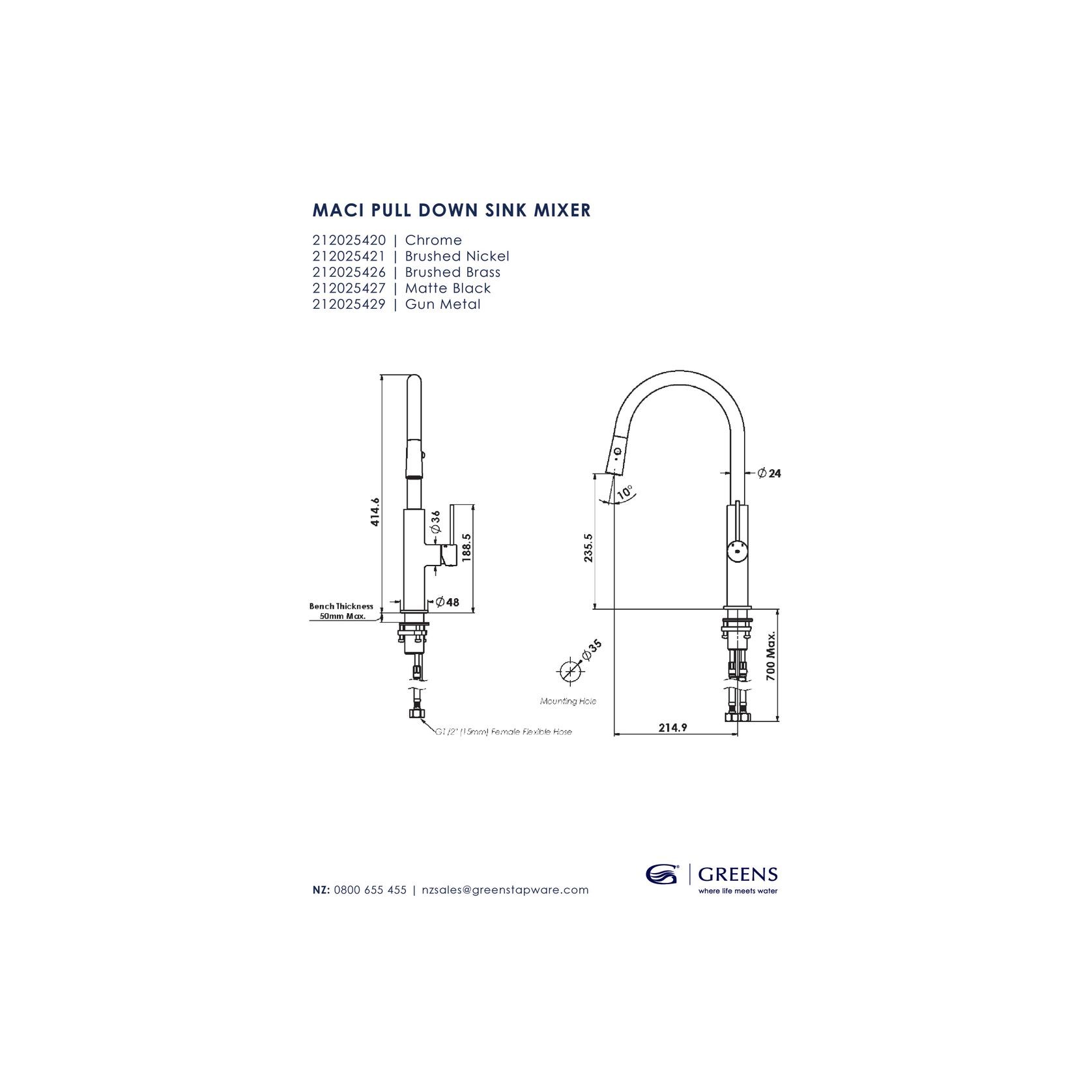 Maci Pull Down Sink Mixer gallery detail image