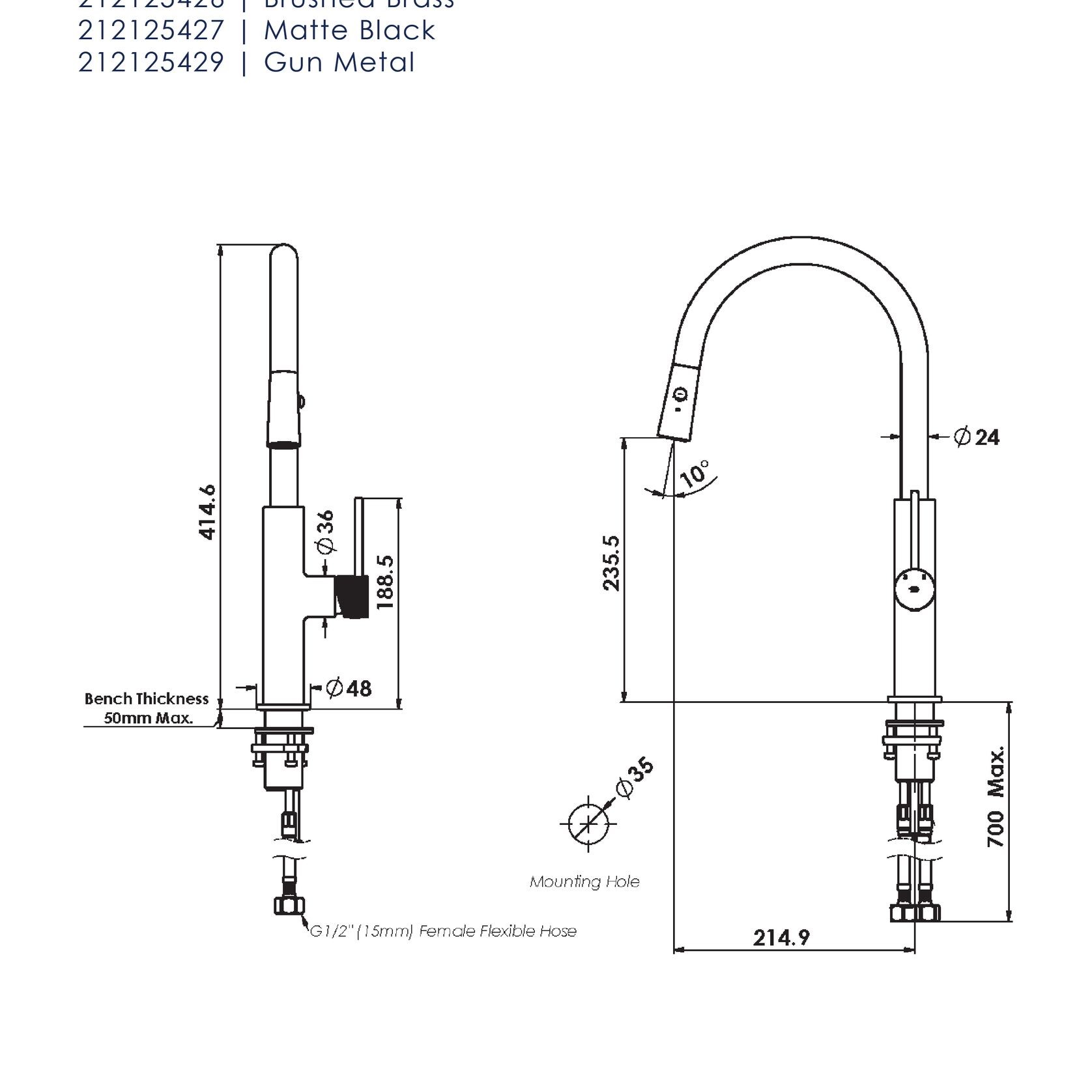 Mika Pull Down Sink Mixer gallery detail image
