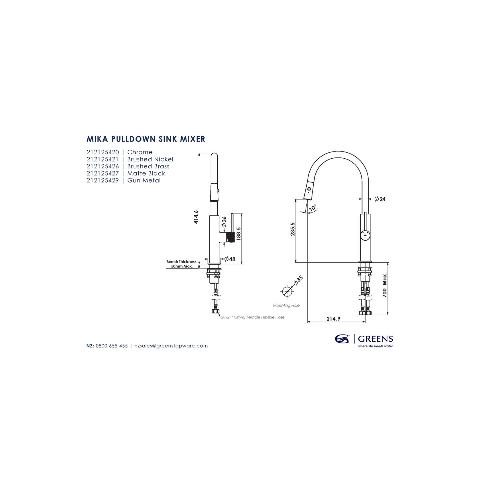 Mika Pull Down Sink Mixer gallery detail image