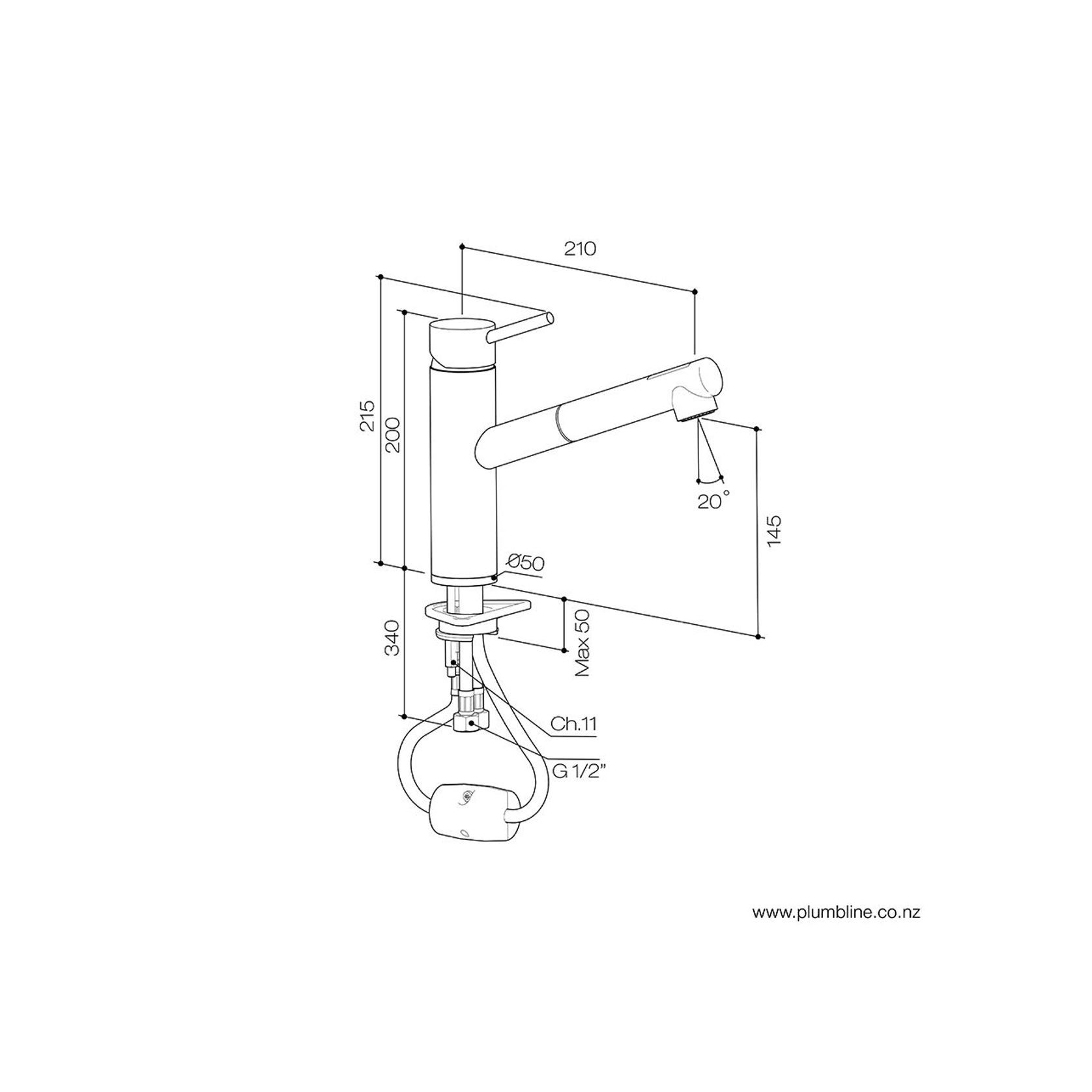 Buddy Low Height Kitchen Mixer With Pull Out Spray gallery detail image