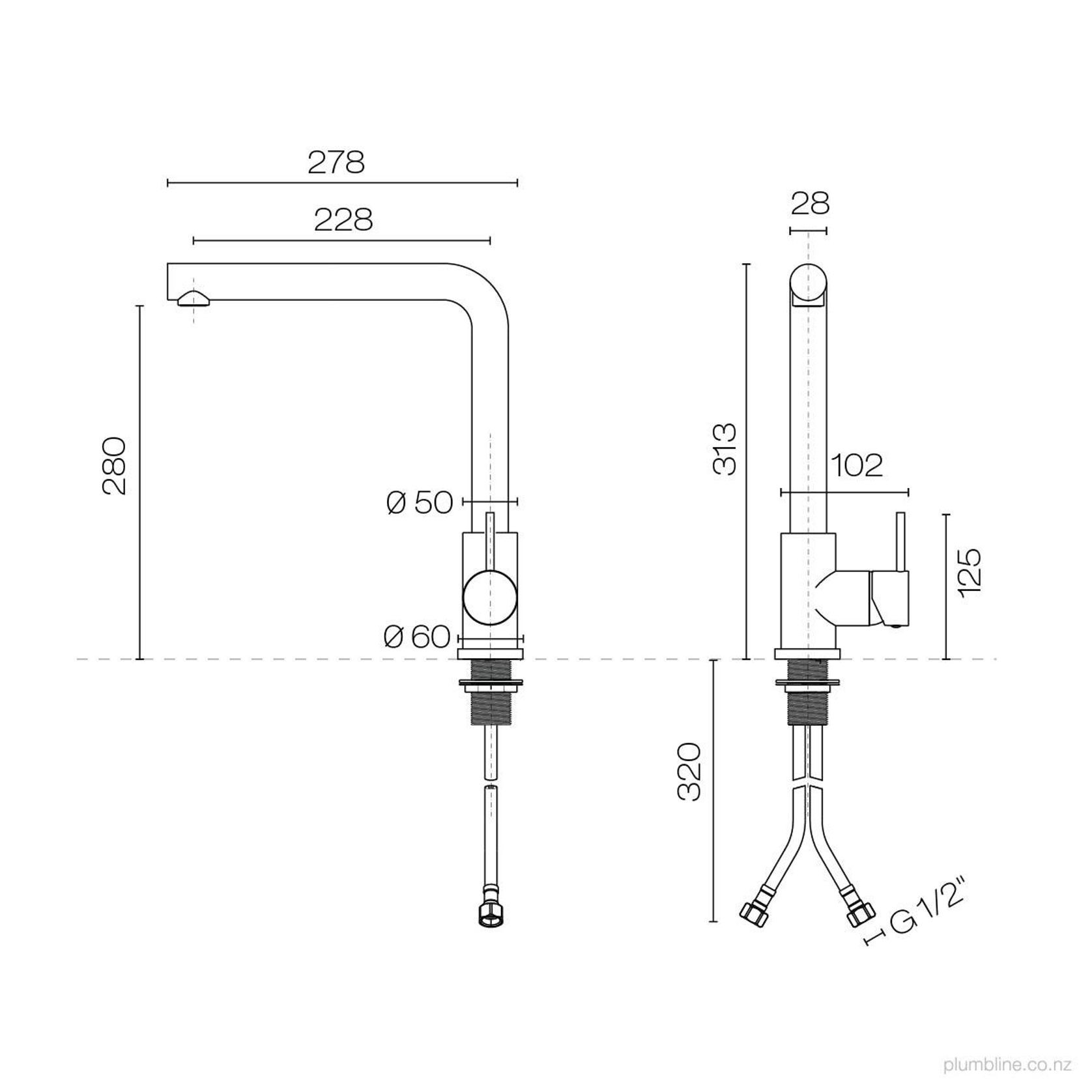 Oli 316 Kitchen Mixer Straight Spout gallery detail image