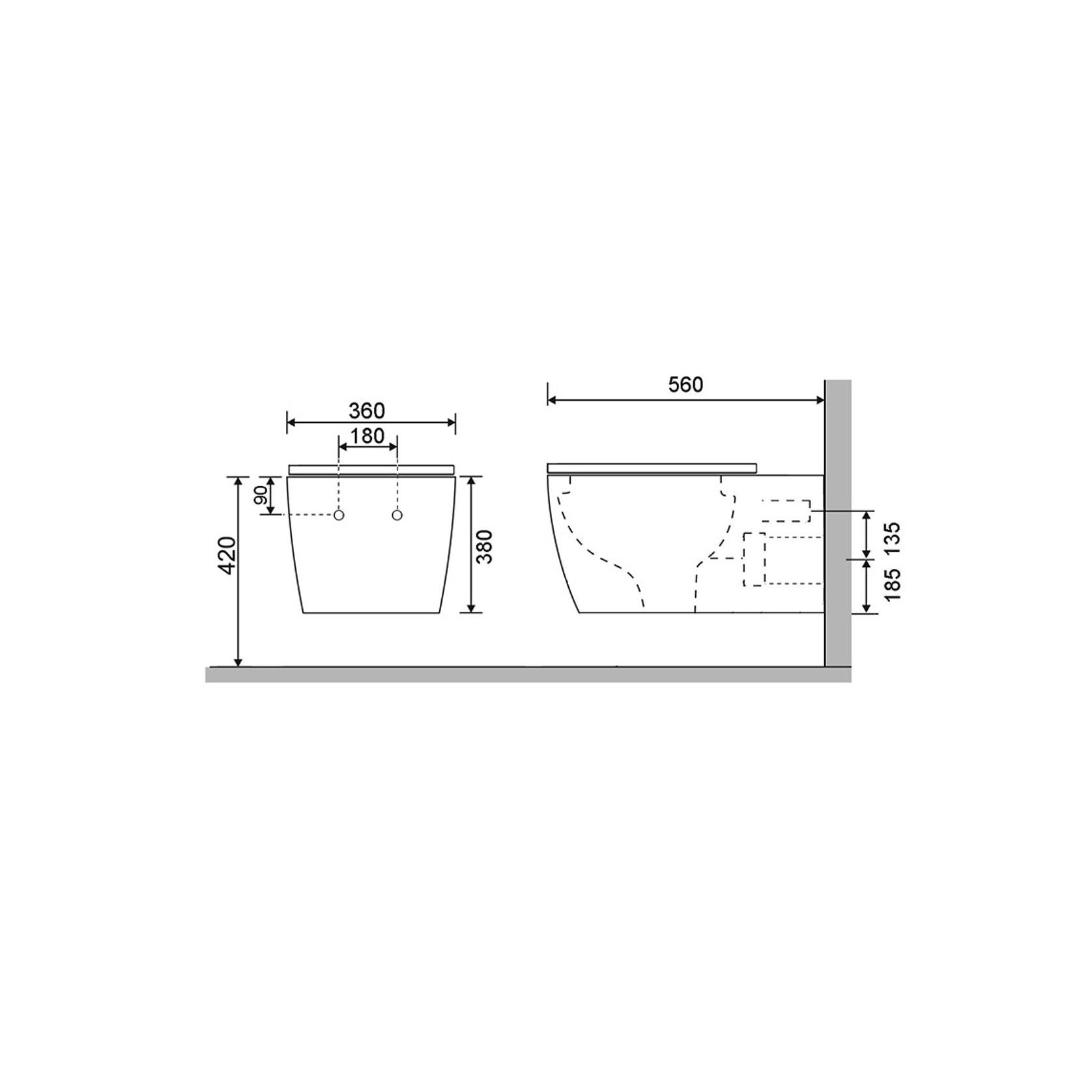 Luci Wall Hung Pan Slim Seat Rimless Gloss White gallery detail image