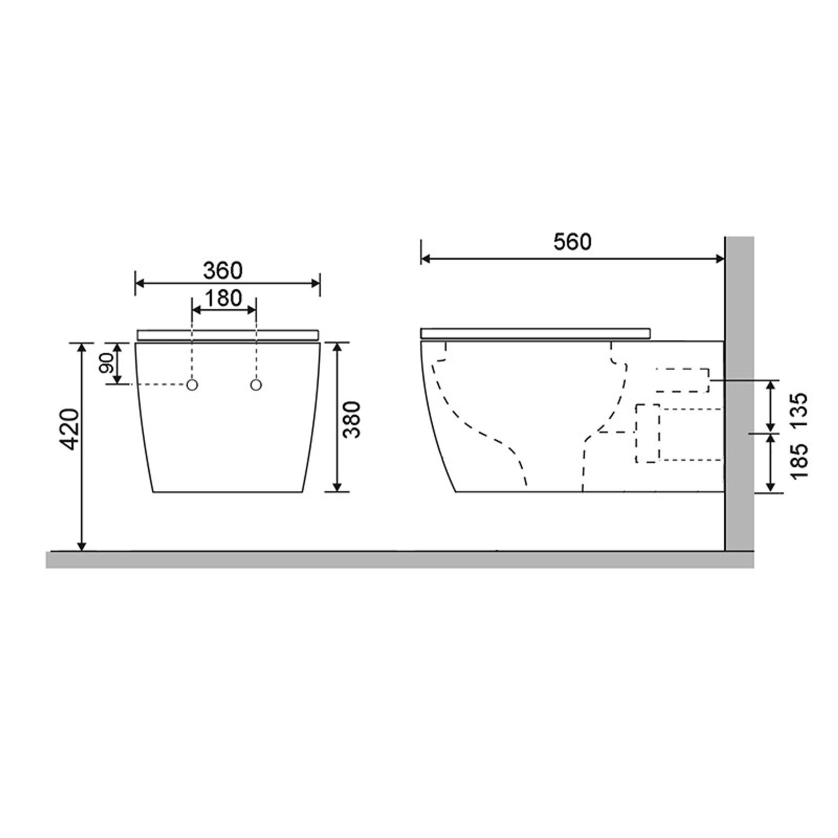 Luci Wall Hung Pan Slim Seat Rimless Gloss White gallery detail image