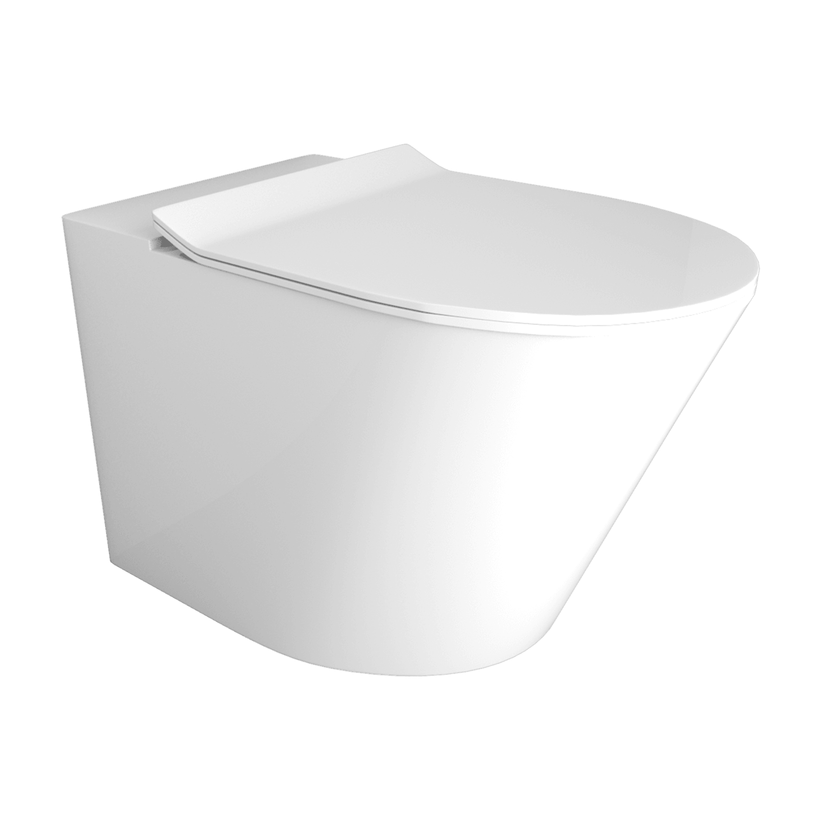 Vivo Floor Mounted Pan Slim Seat Rimless Gloss White gallery detail image