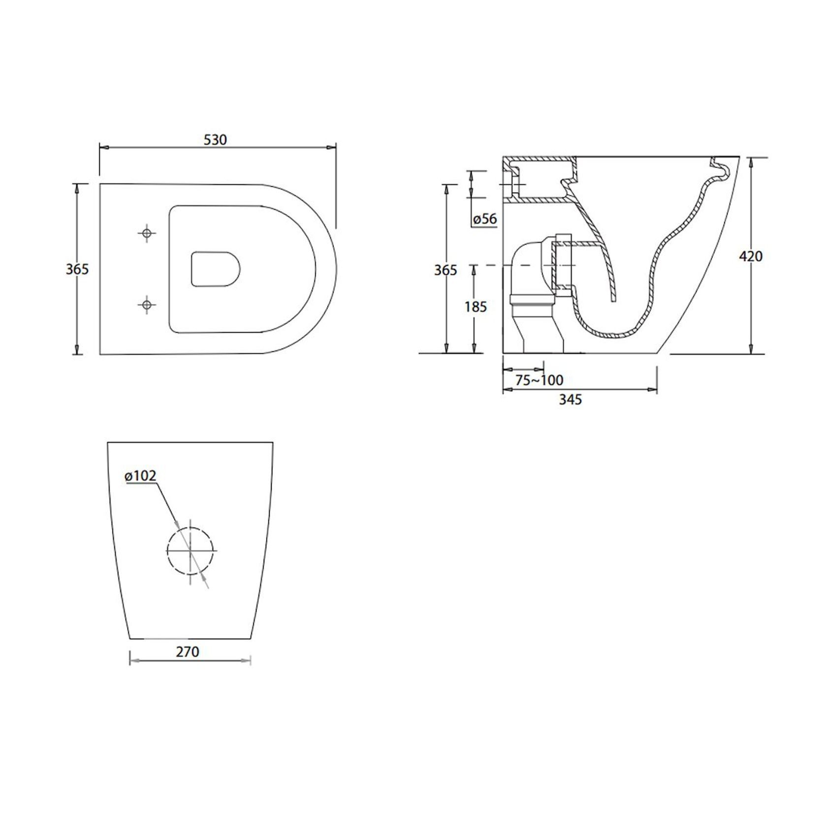 Ellisse MK II BTW Toilet Pan C/w Soft Close Seat gallery detail image