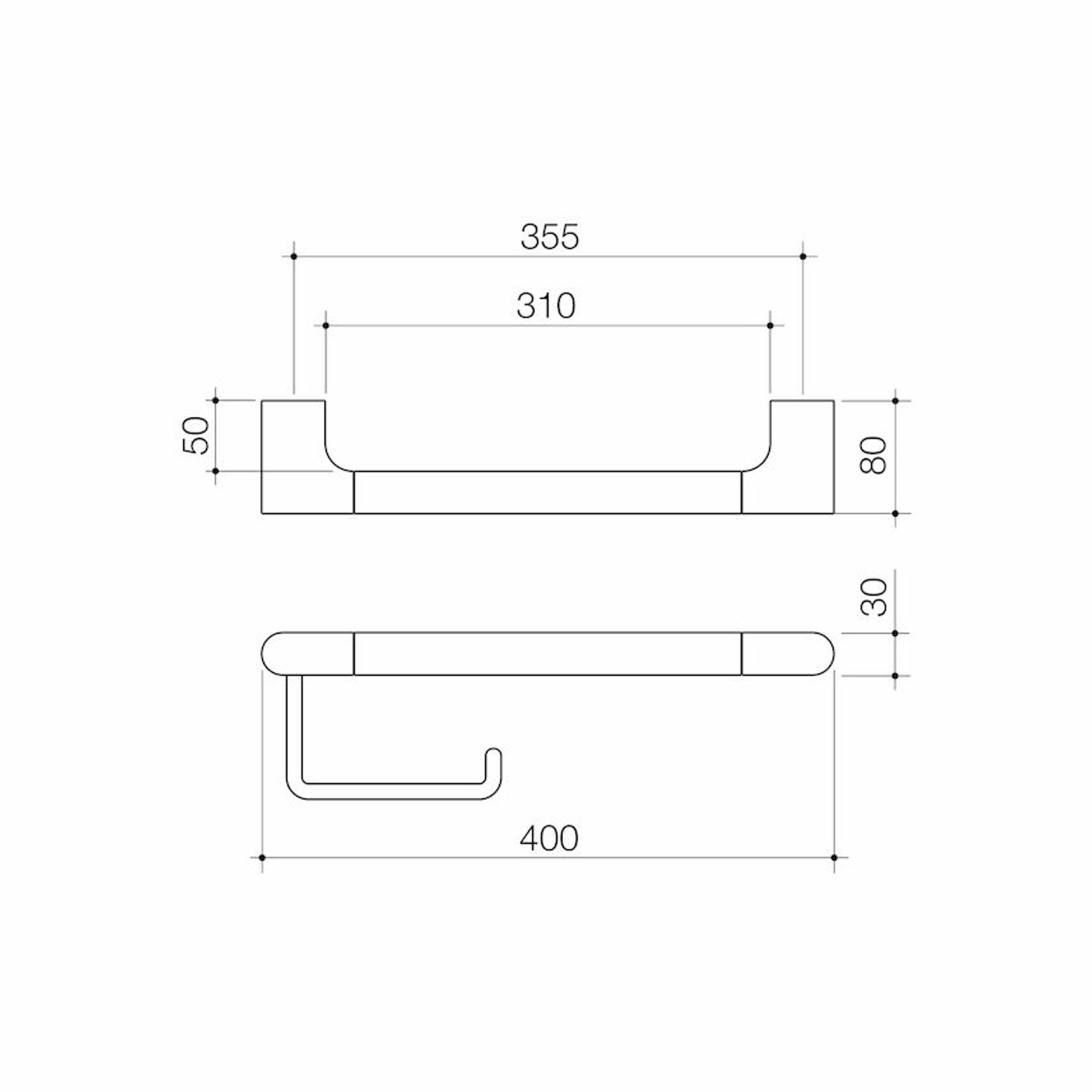 Urbane II Universal Rail 400mm + Toilet Roll Holder Set gallery detail image