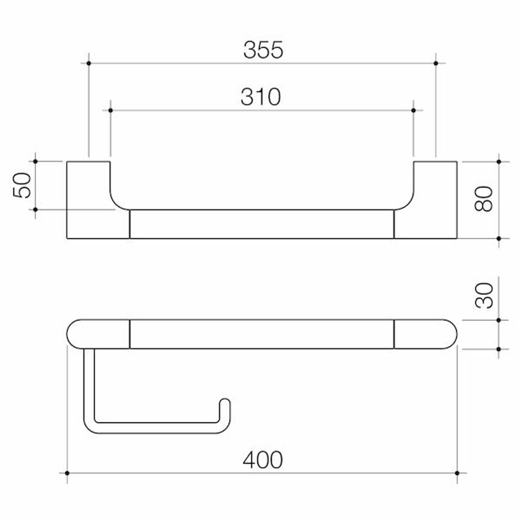 Urbane II Universal Rail 400mm + Toilet Roll Holder Set gallery detail image