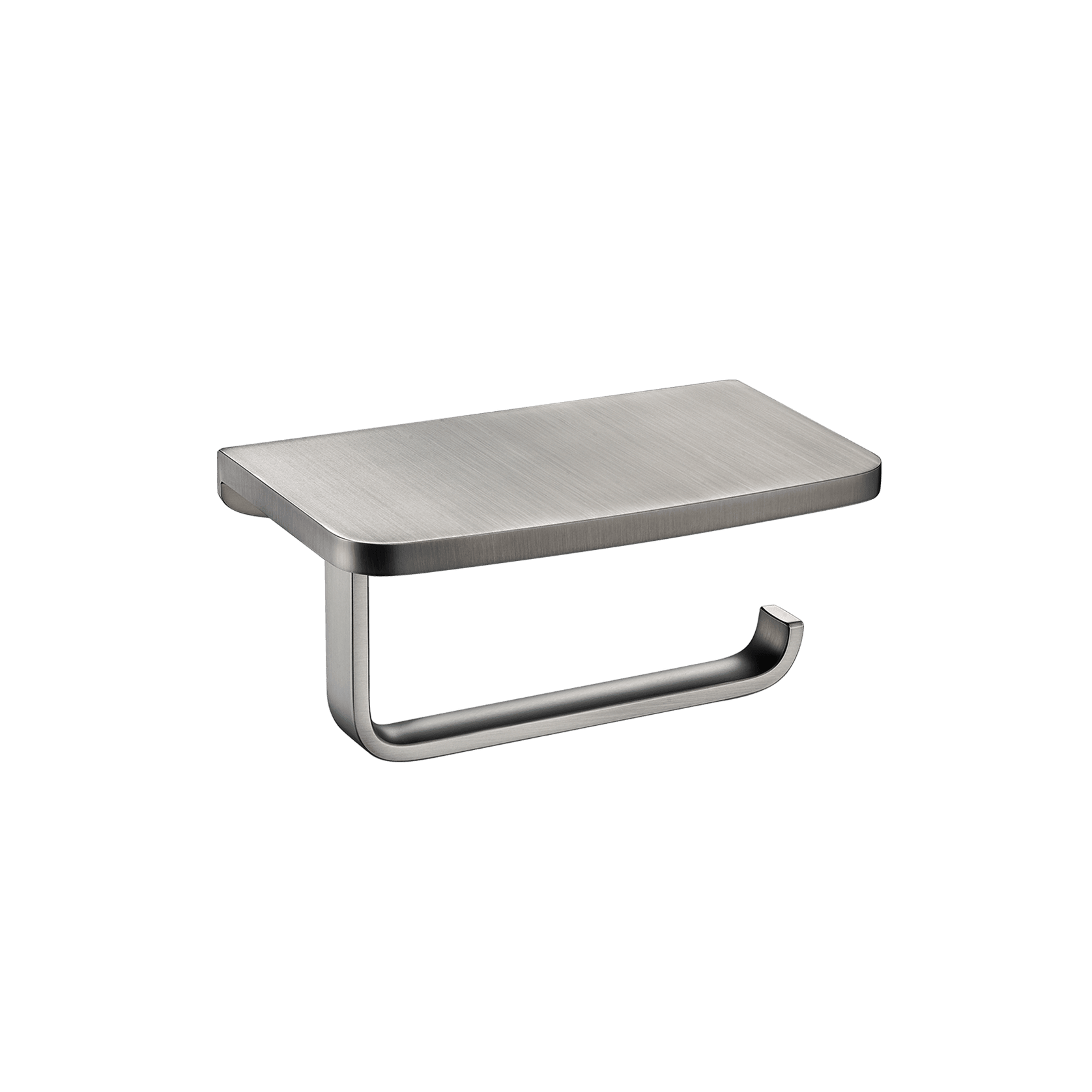 Cubic Toilet Roll Holder with Shelf Brushed Nickel gallery detail image