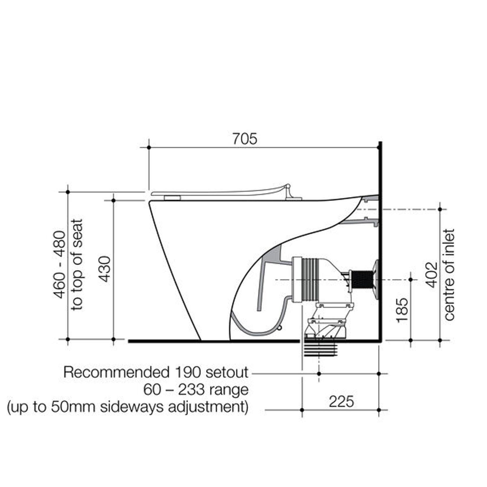 Care 705 Cleanflush Invisi Series II® Suite Carvelle Single Flap Seat White Backrest GermGard® gallery detail image