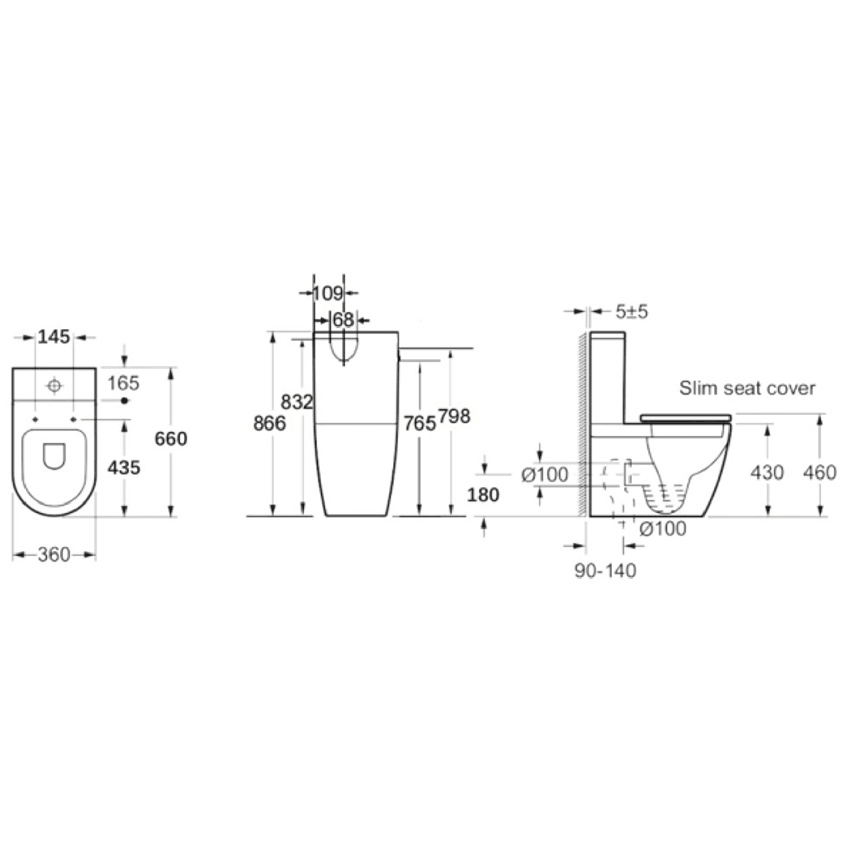 Vivo Comfort Height Suite Slim Seat Gloss White gallery detail image