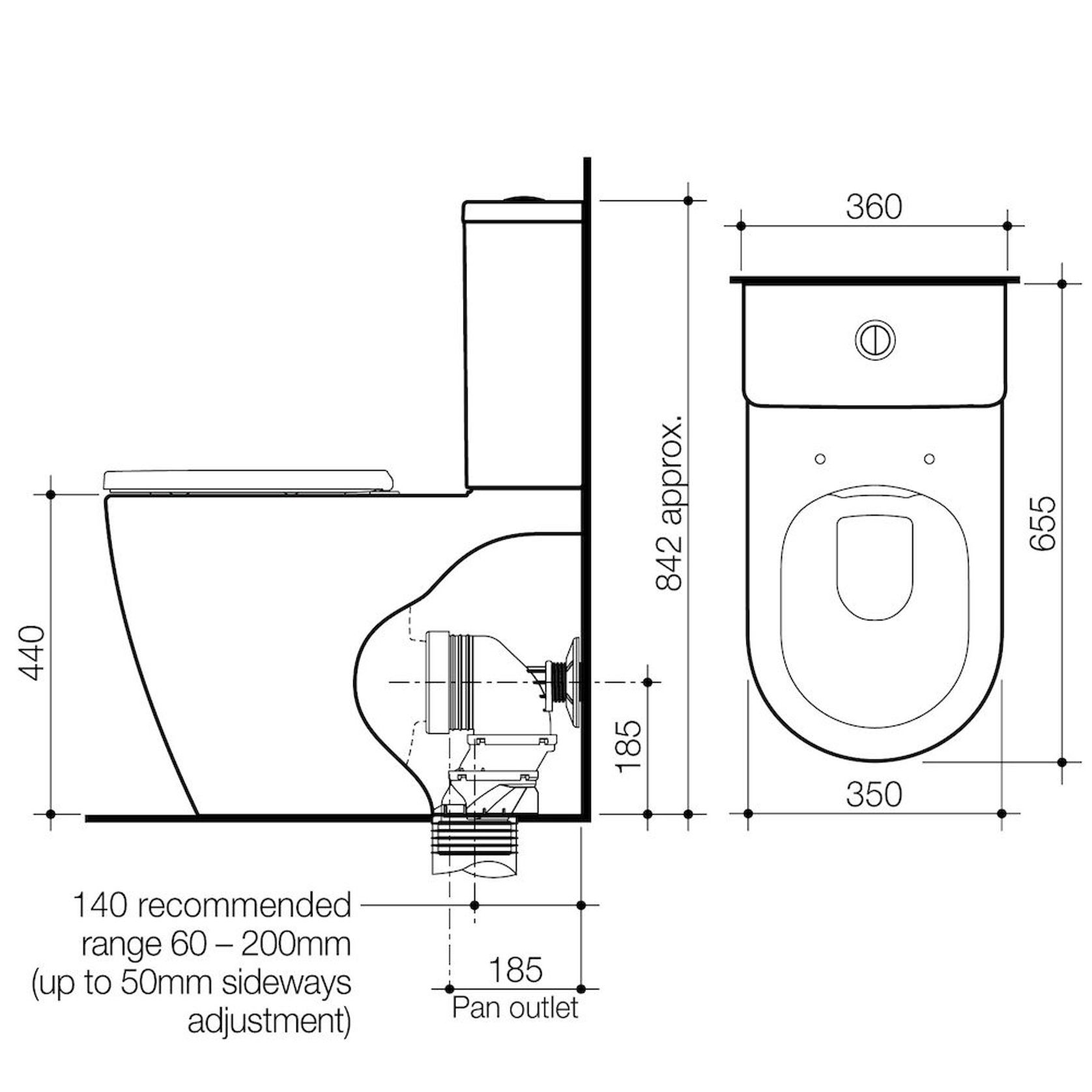 Urbane II Cleanflush® Wall Faced Close Coupled Toilet Suite Back Entry 746350W gallery detail image