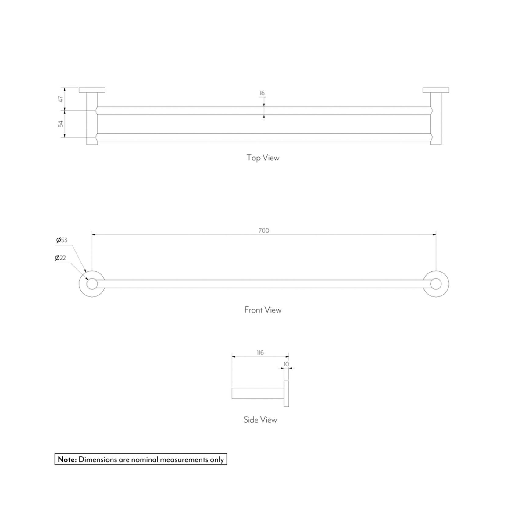Elysian Double Towel Rail - Brushed Gunmetal gallery detail image