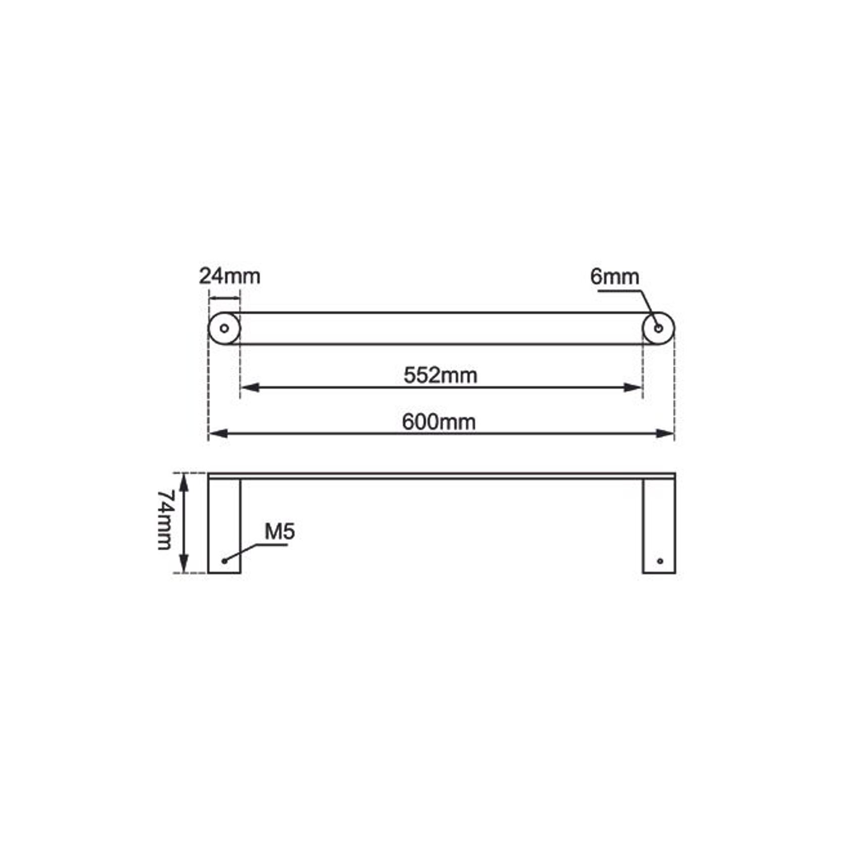 Rushy Single Towel Rail 600mm Chrome gallery detail image
