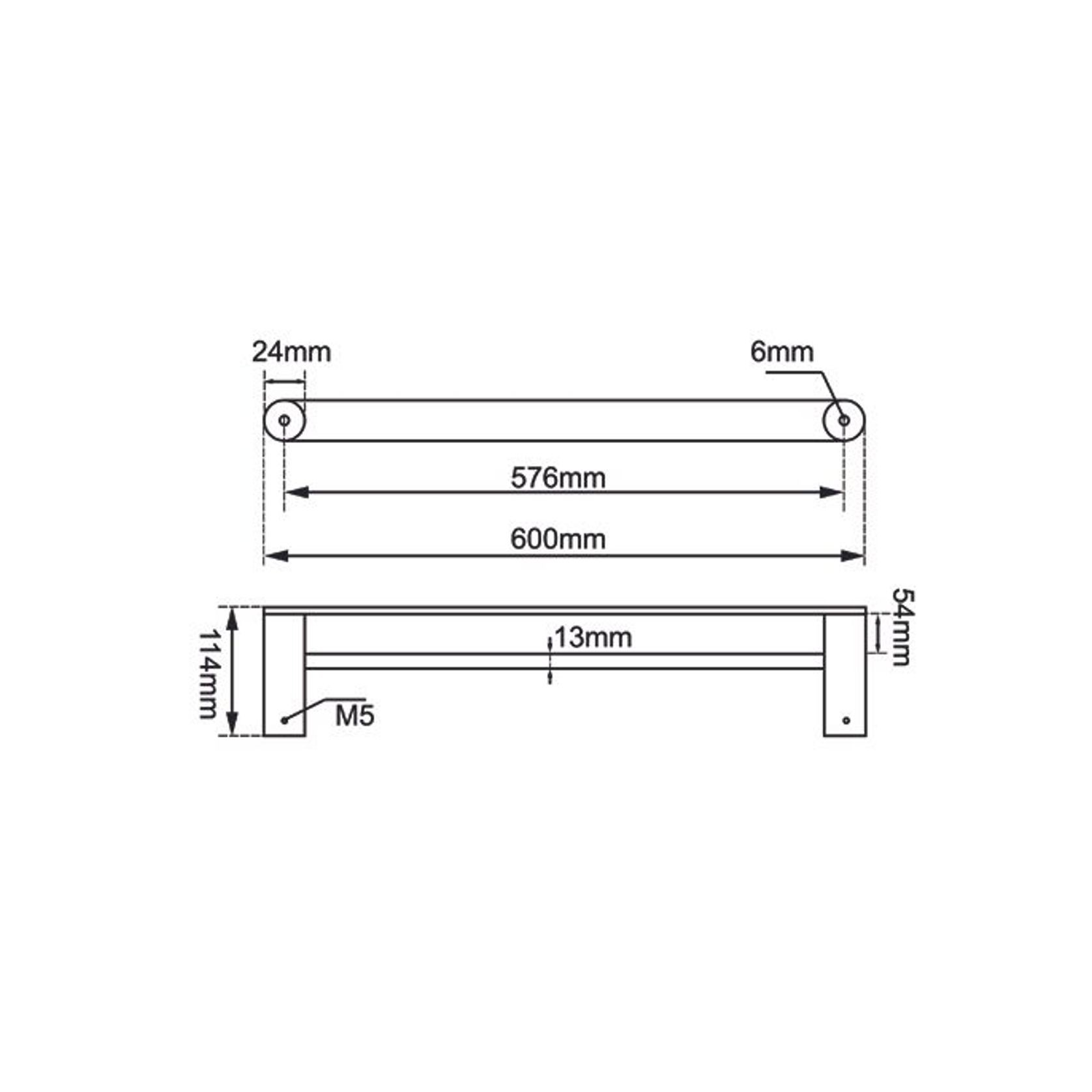 Rushy Double Towel Rail 600mm Gun Metal Grey gallery detail image