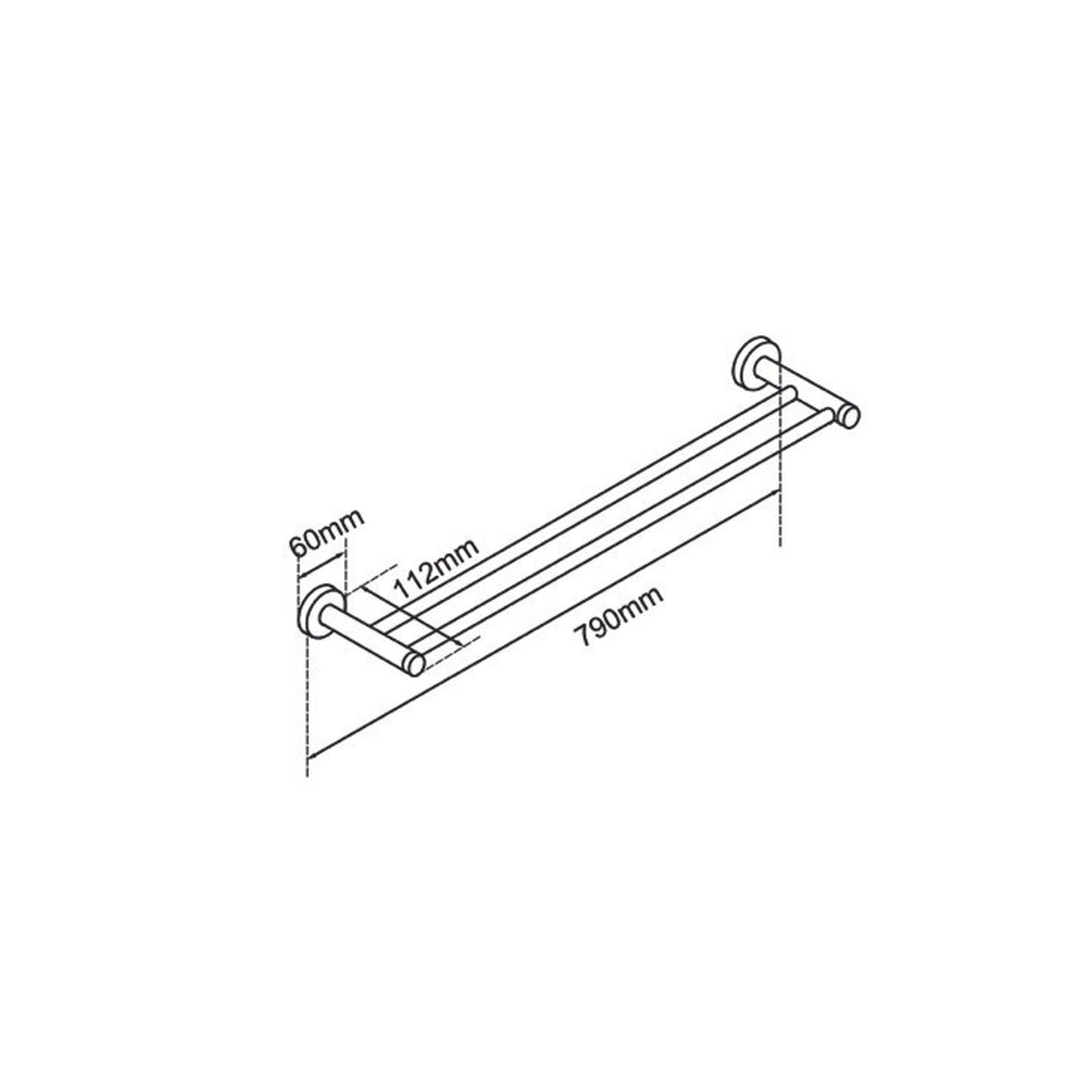Lucid Pin Double Towel Rail 800mm Chrome gallery detail image
