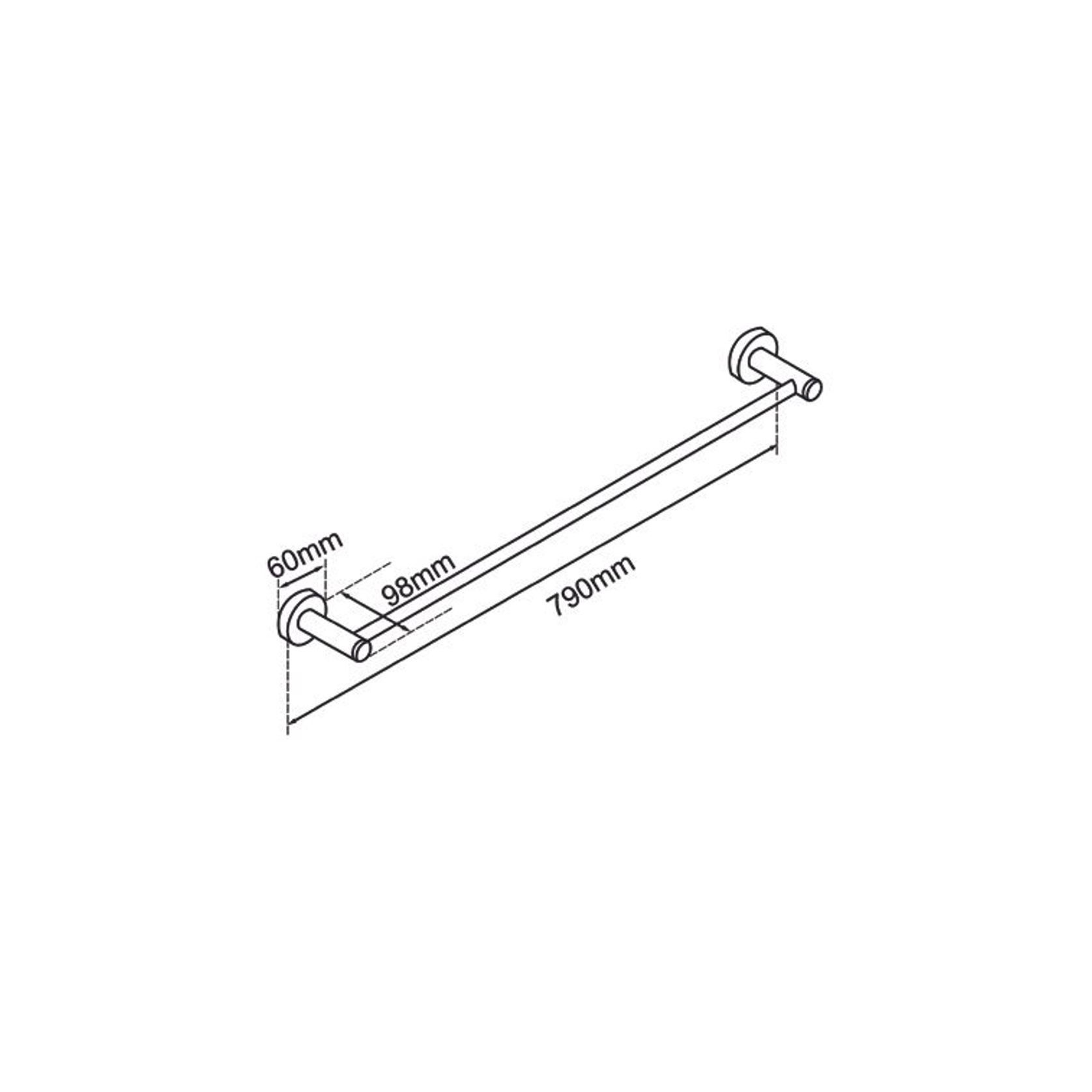 Lucid Pin Single Towel Rail 800mm Matte Black gallery detail image