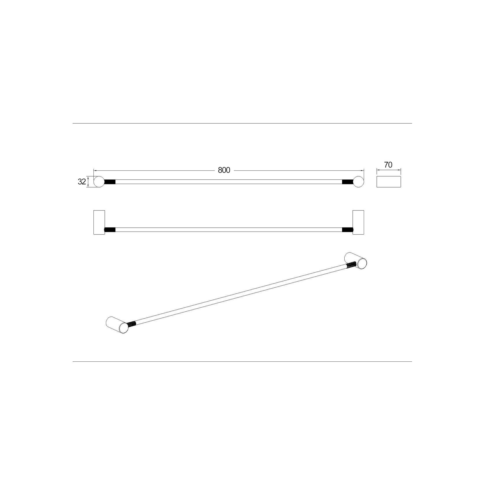 Caddence Single Towel Rail 800mm Brushed Brass gallery detail image