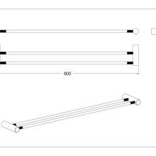 Caddence Double Towel Rail 800mm Brushed Brass gallery detail image