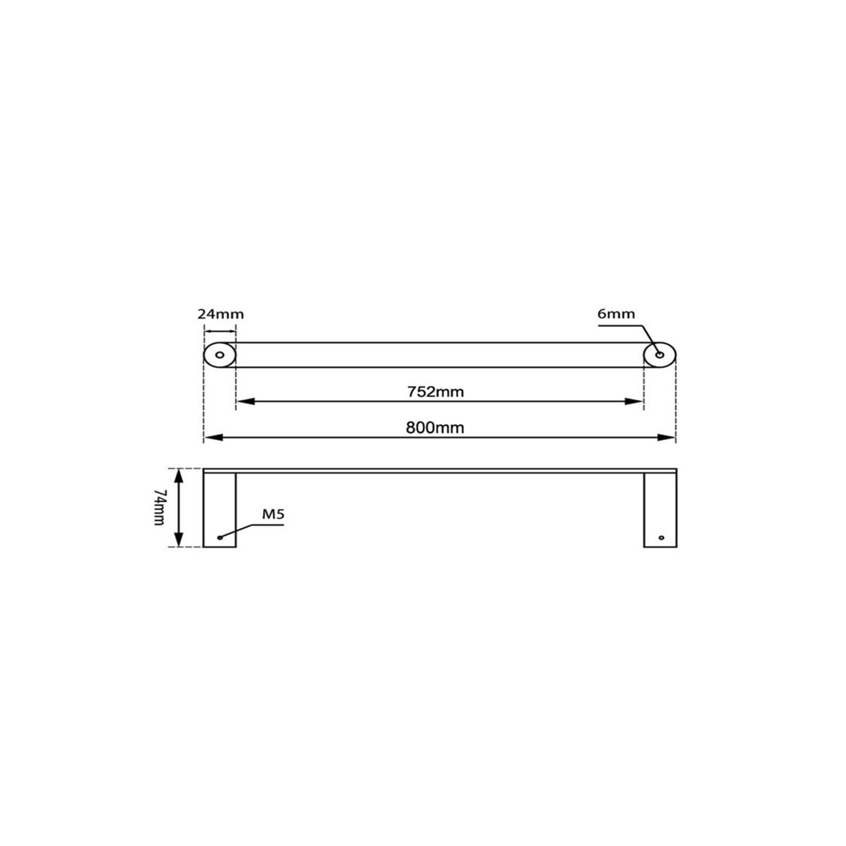 Rushy Single Towel Rail 800mm Gun Metal Grey gallery detail image