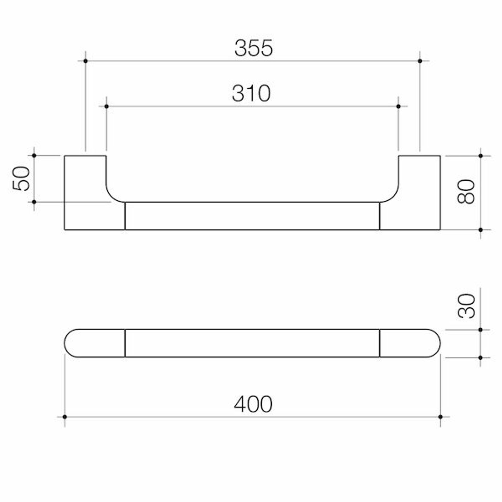 Urbane II Universal Rail Straight 400mm - Gun Metal gallery detail image