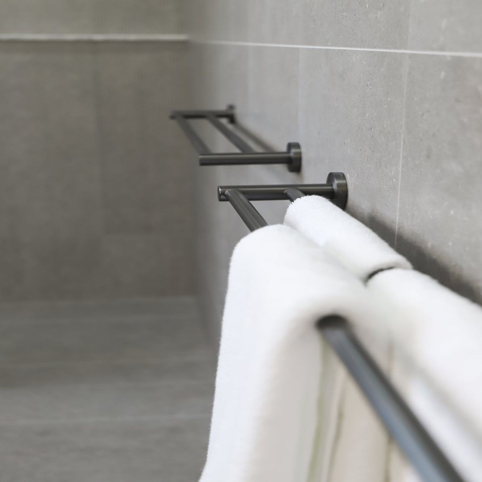 Elysian Double Towel Rail - Brushed Gunmetal gallery detail image
