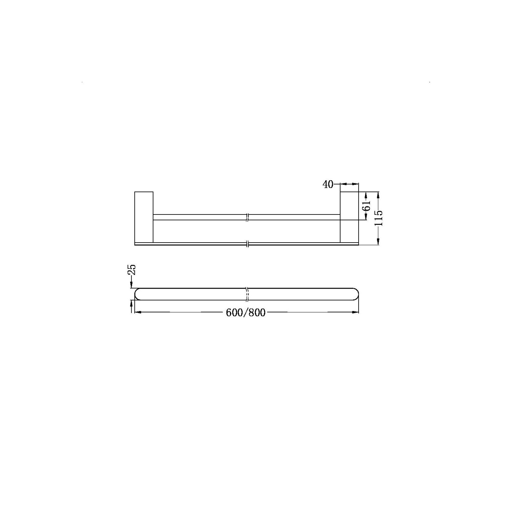 Bianca Double Towel Rail 800mm | Gun Metal gallery detail image