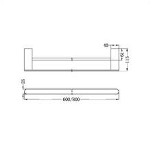 Bianca Double Towel Rail 600mm | Brushed Nickel gallery detail image