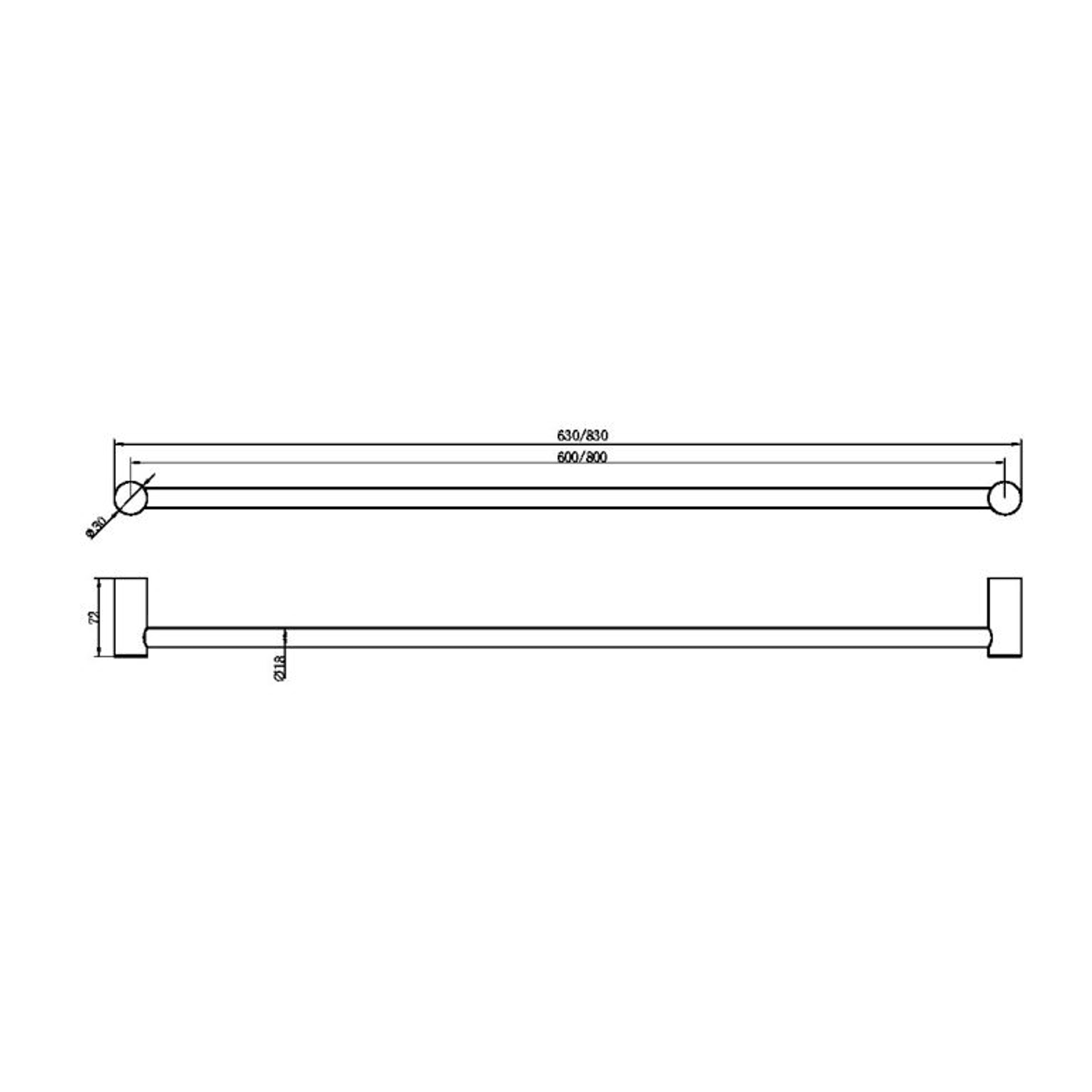 Zen SS316L Single Towel Rail 600mm | Graphite gallery detail image
