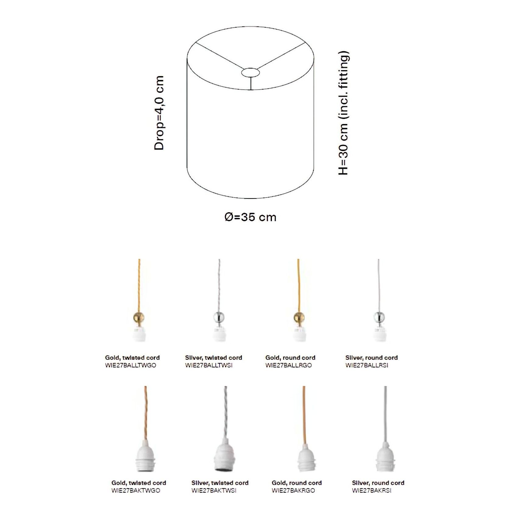 Fabric Shade 35cm Pendant Light gallery detail image