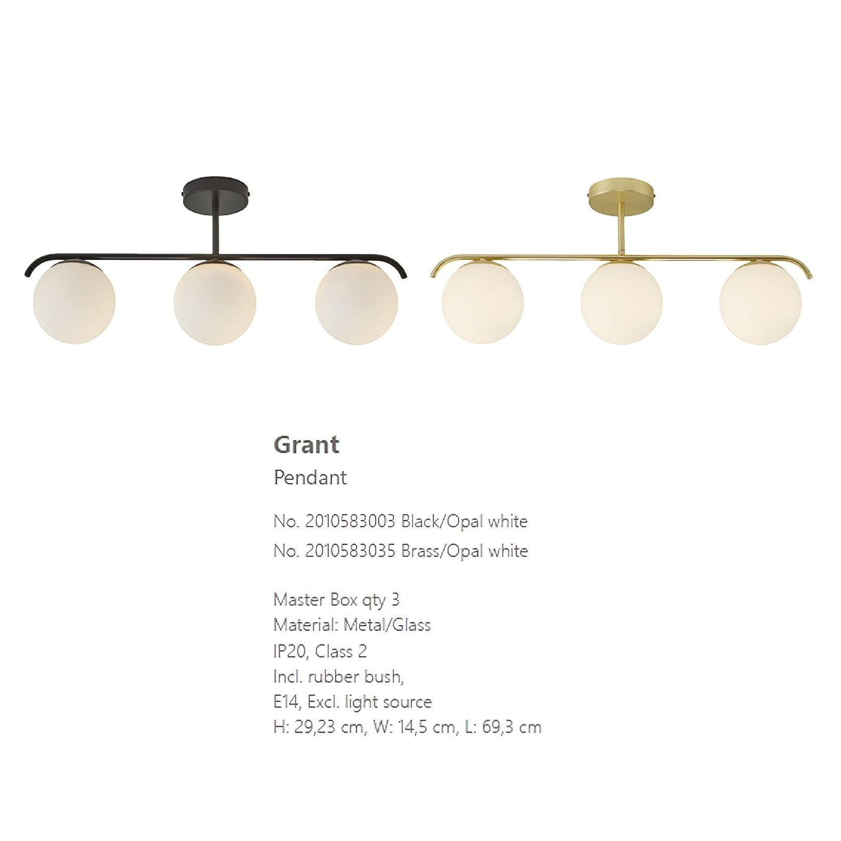 Grant 3-Light Ceiling Light gallery detail image