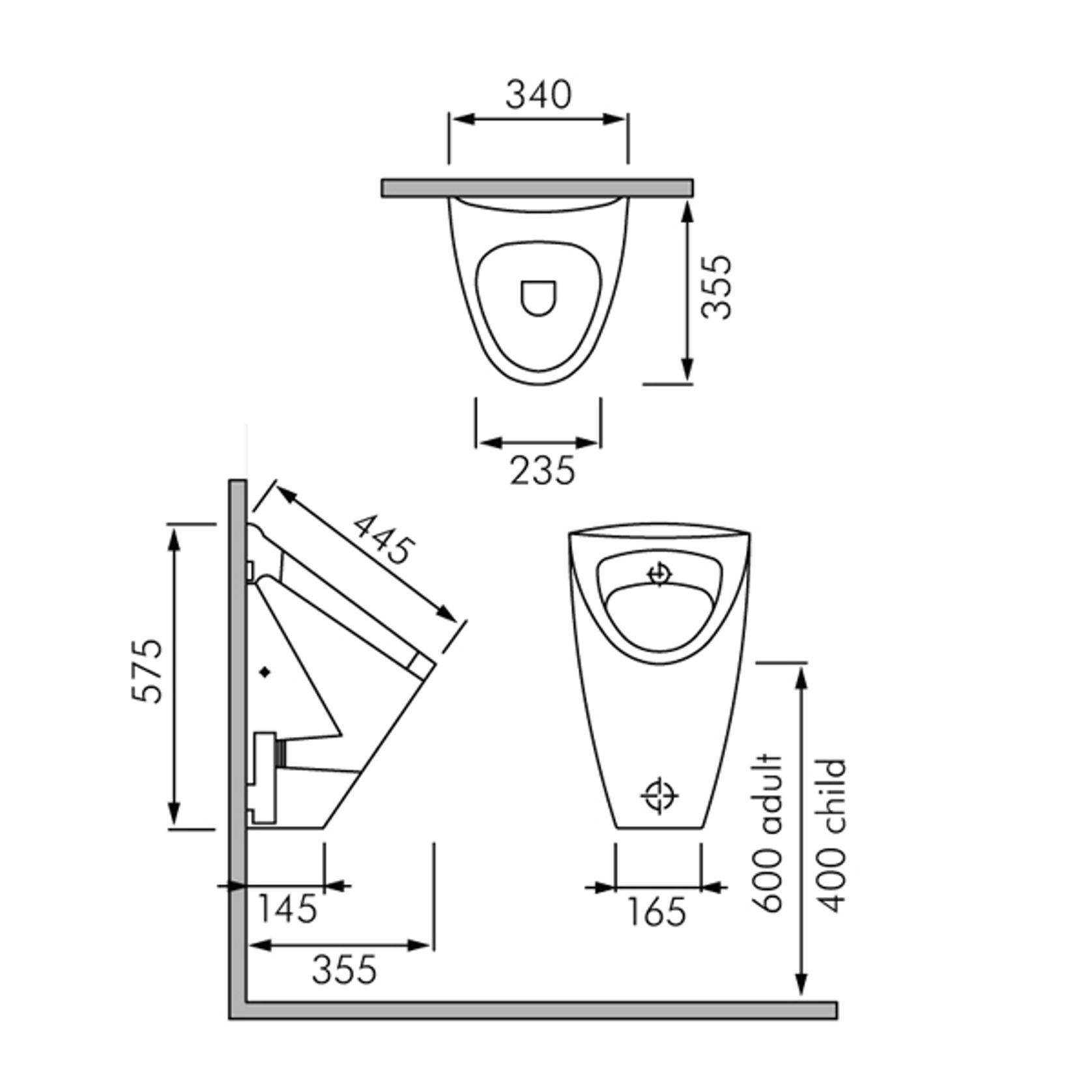 RAK Venice Wall Hung Urinal gallery detail image