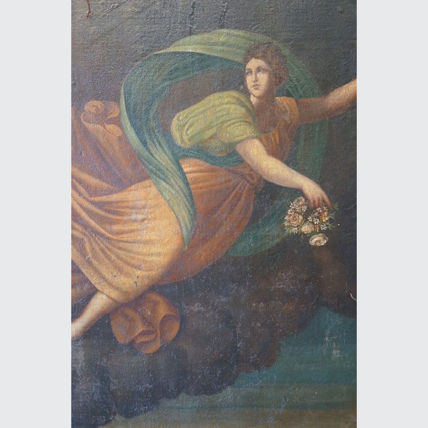 Large Italian Antique Oil Painting of Aurora & Apollo gallery detail image