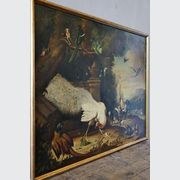 Large French Antique Oil Painting of Birds gallery detail image