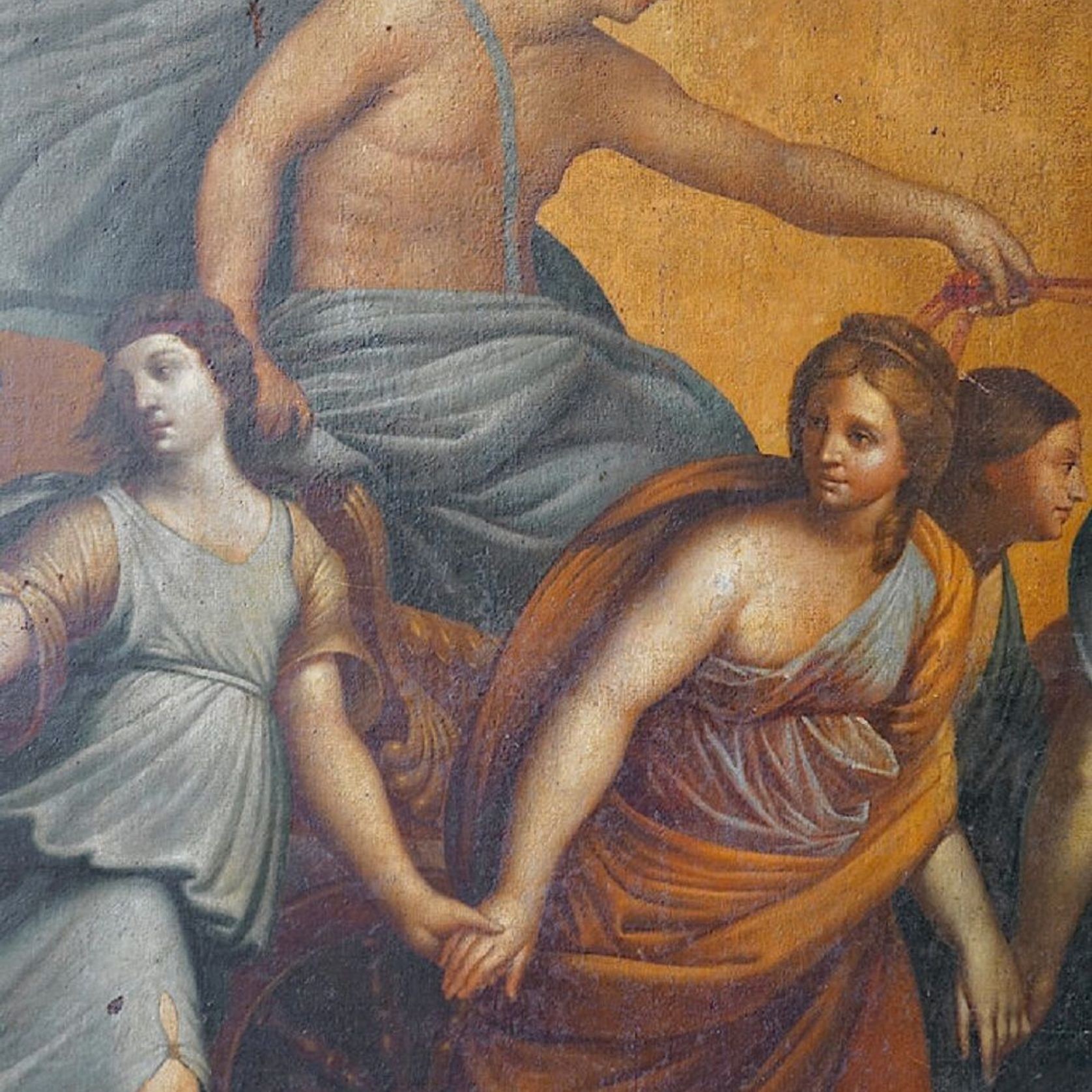 Large Italian Antique Oil Painting of Aurora & Apollo gallery detail image