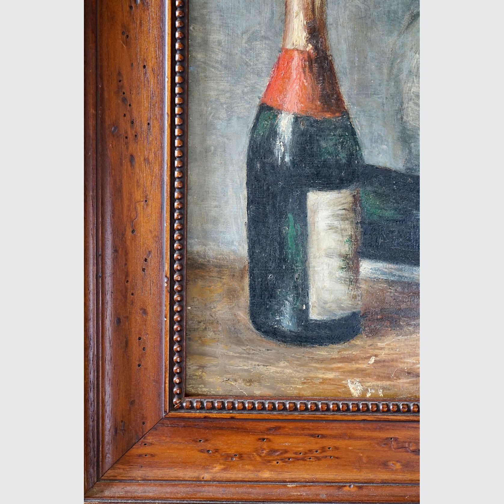 French Still-Life Oil Painting of Wine Bottles gallery detail image