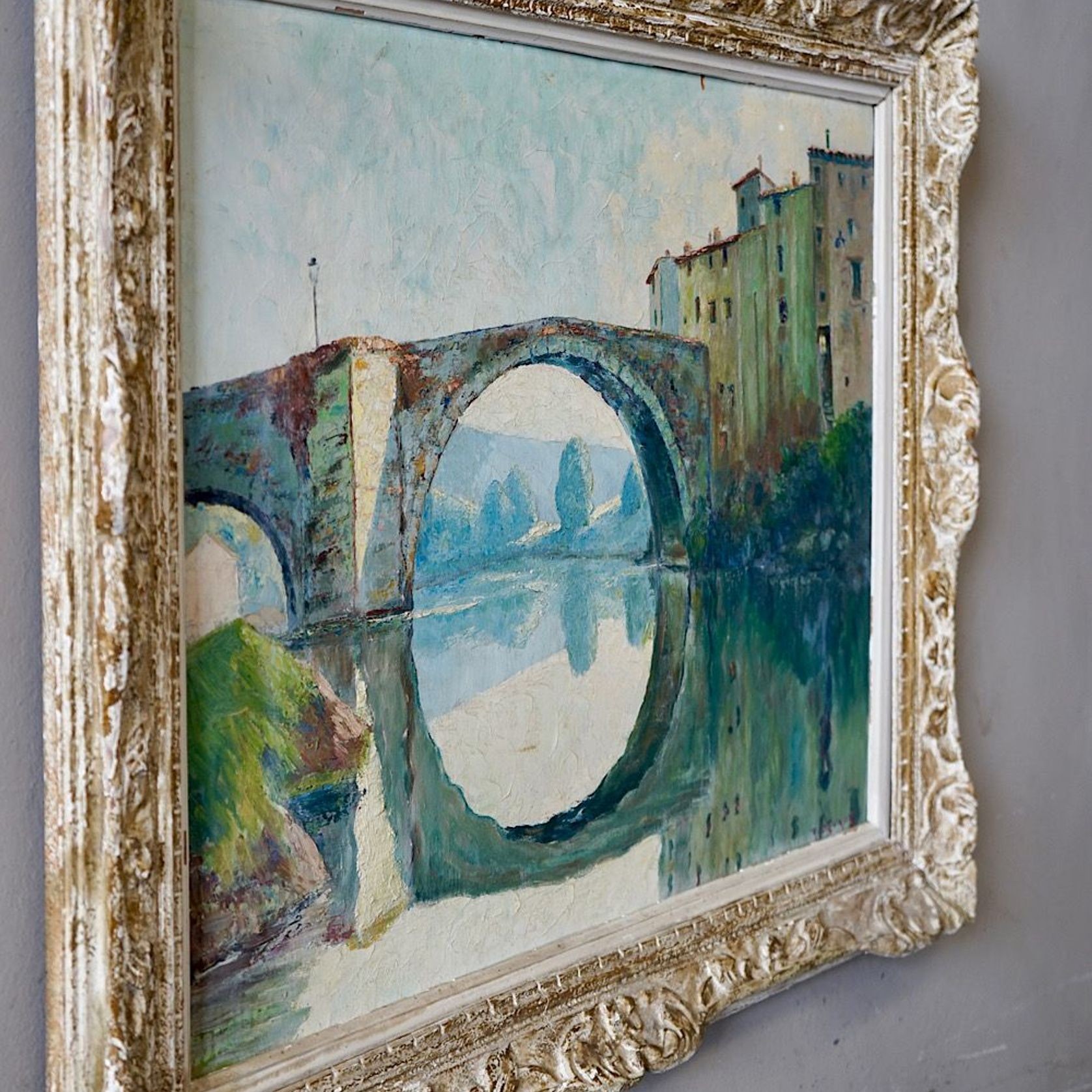 Oil Painting of a French Village Scene gallery detail image