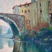 Oil Painting of a French Village Scene gallery detail image