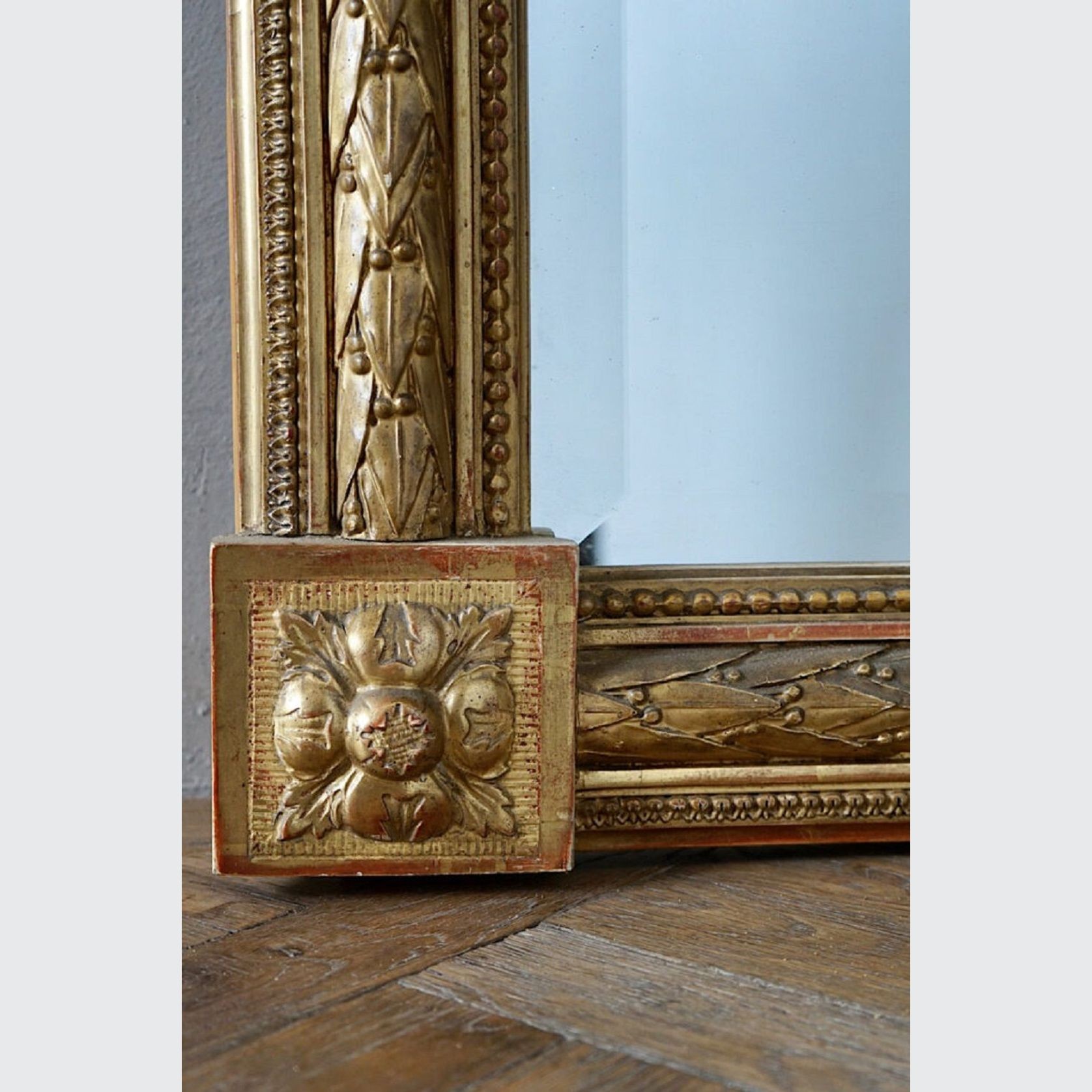 French Antique Louis XVI Gilded Mirror gallery detail image