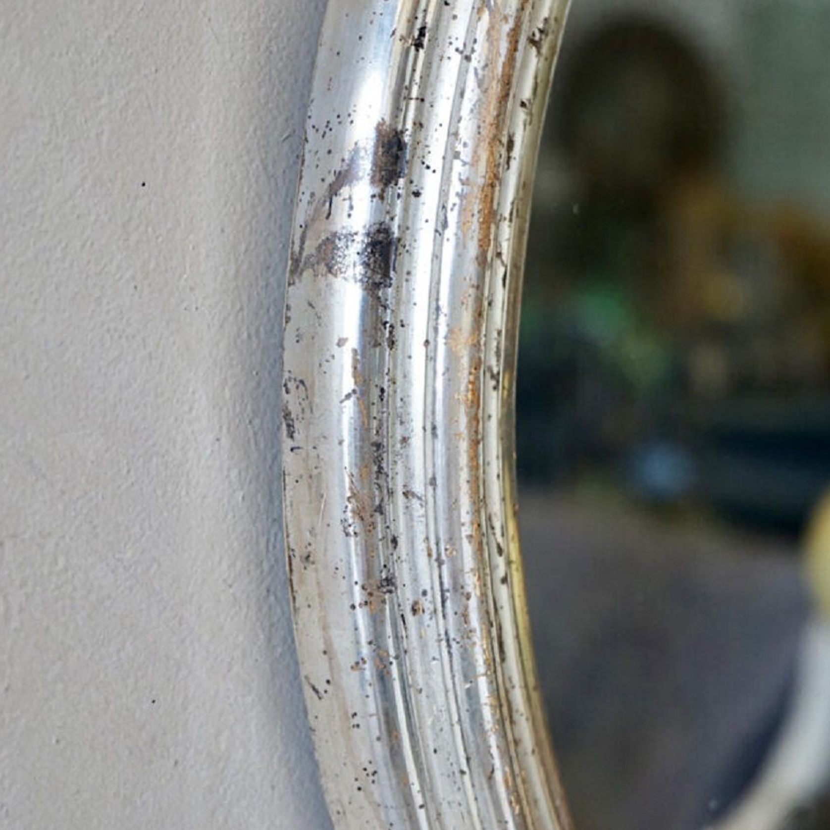 French Antique Silvered Oval Mirror gallery detail image