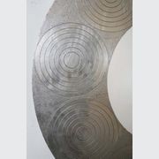 French Mid-Century Round Silver Mirror gallery detail image