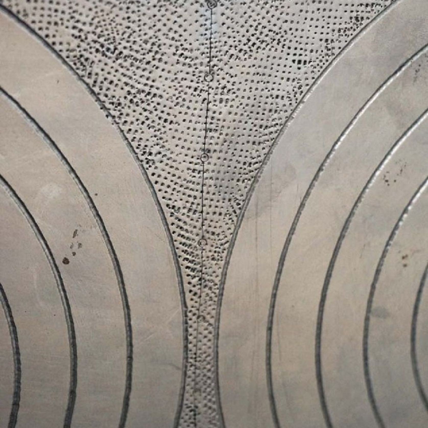 French Mid-Century Round Silver Mirror gallery detail image