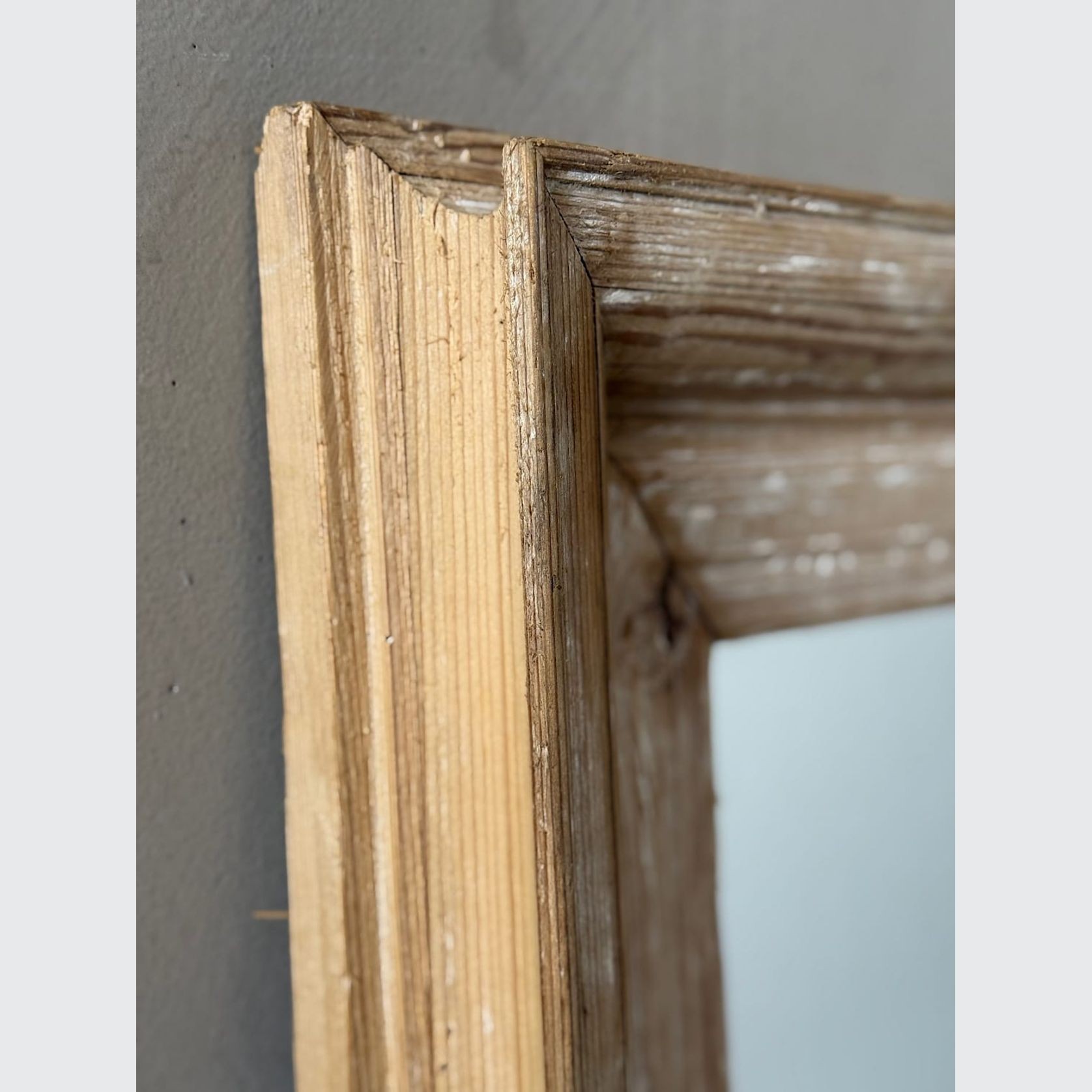 Antique French Mirror in Weathered Pine gallery detail image