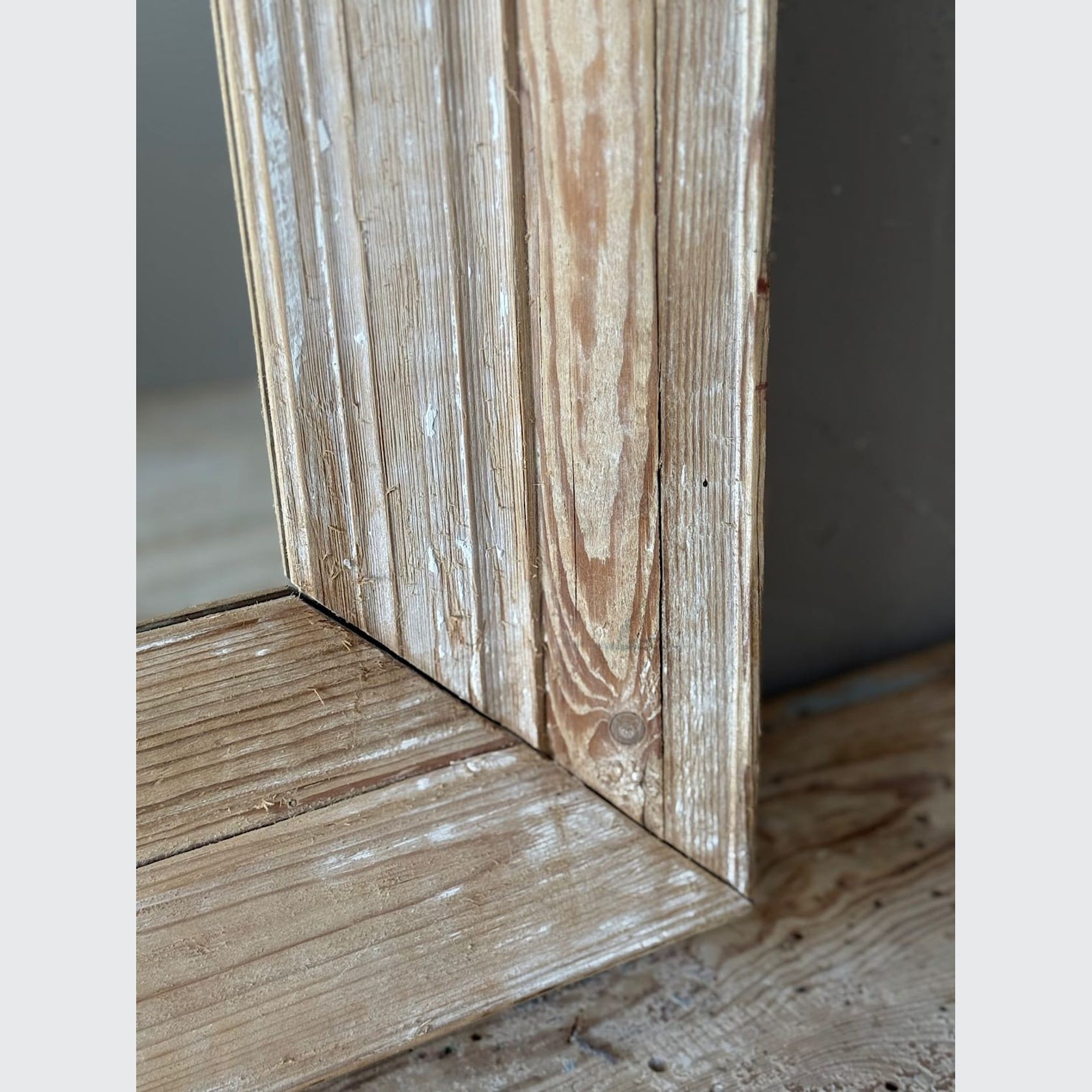 Antique French Mirror in Weathered Pine gallery detail image