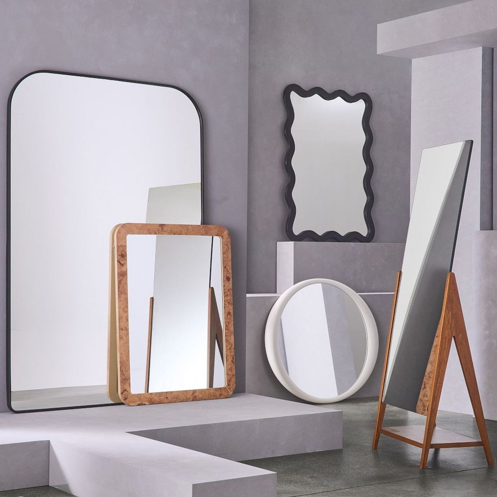 Wavy Wood Wall Mirror gallery detail image