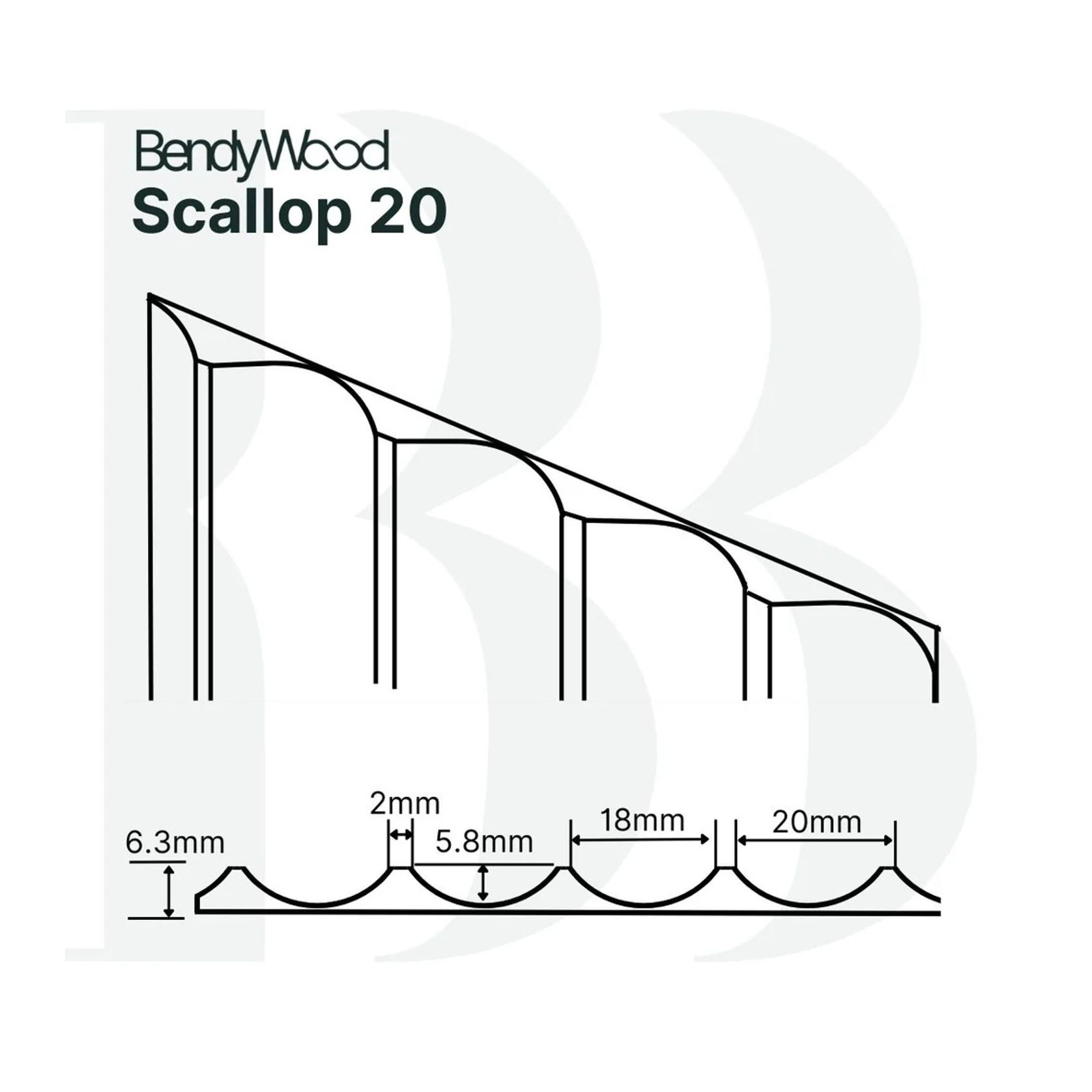 BendyWood Scallop 20 Primed - Wall Panel gallery detail image