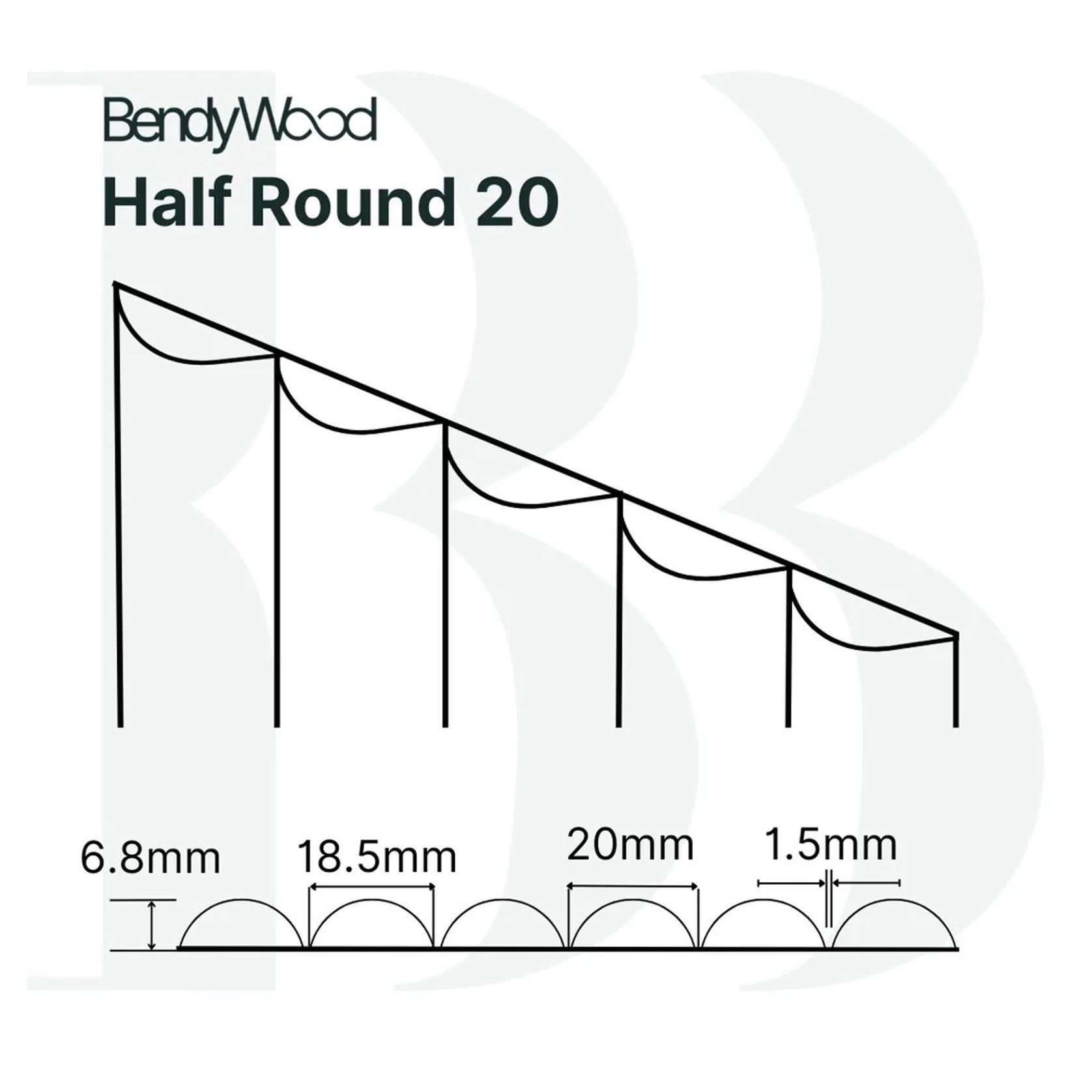 BendyWood Half Round 20 Primed - Cross Cut gallery detail image